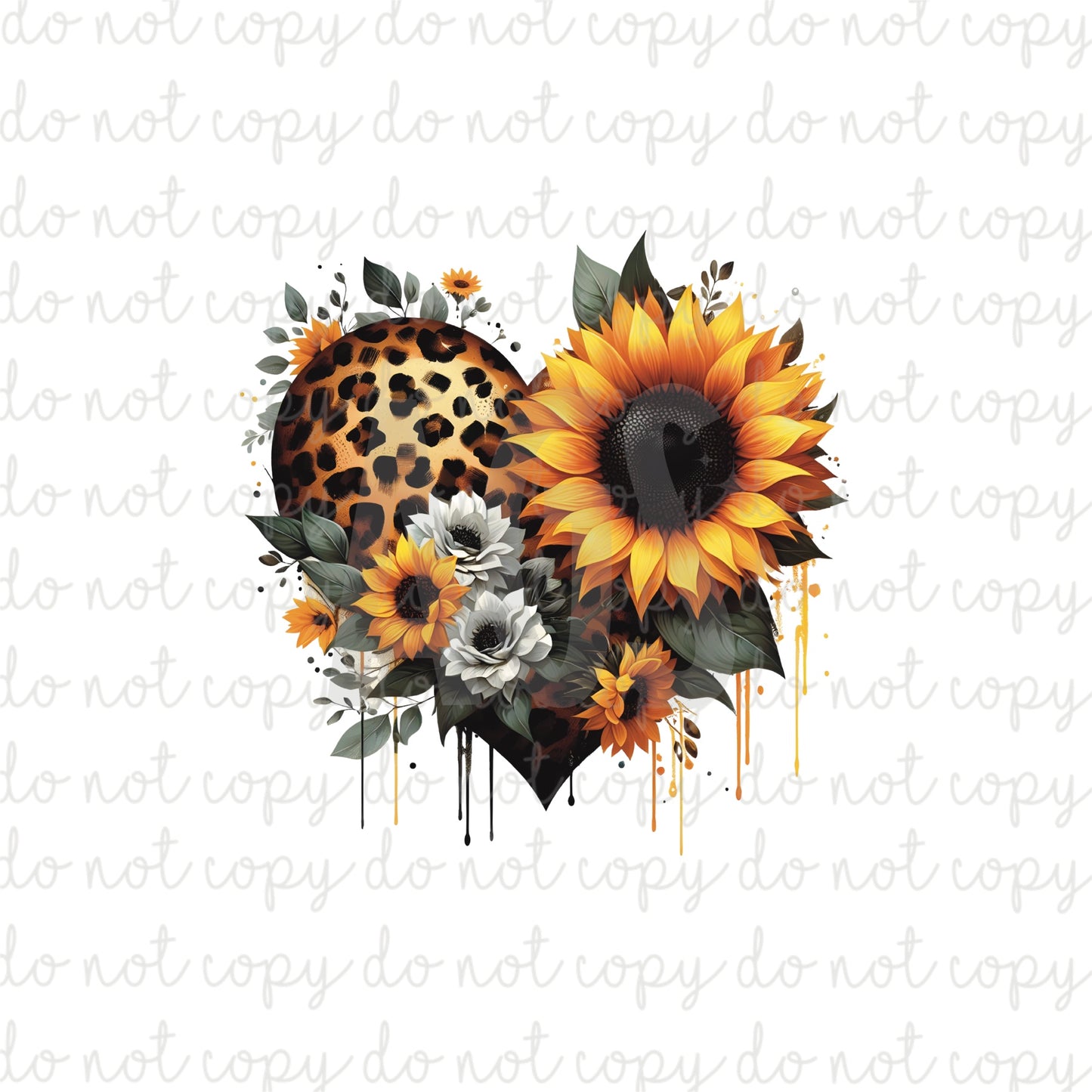DECAL 088 Sunflower Leopard Heart