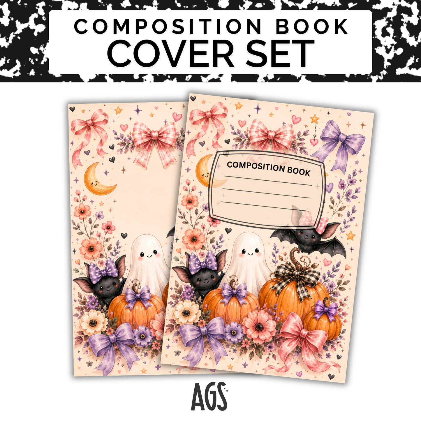 COMPOSITION NOTEBOOK COVER SET - 011 Bows & Ghoulies