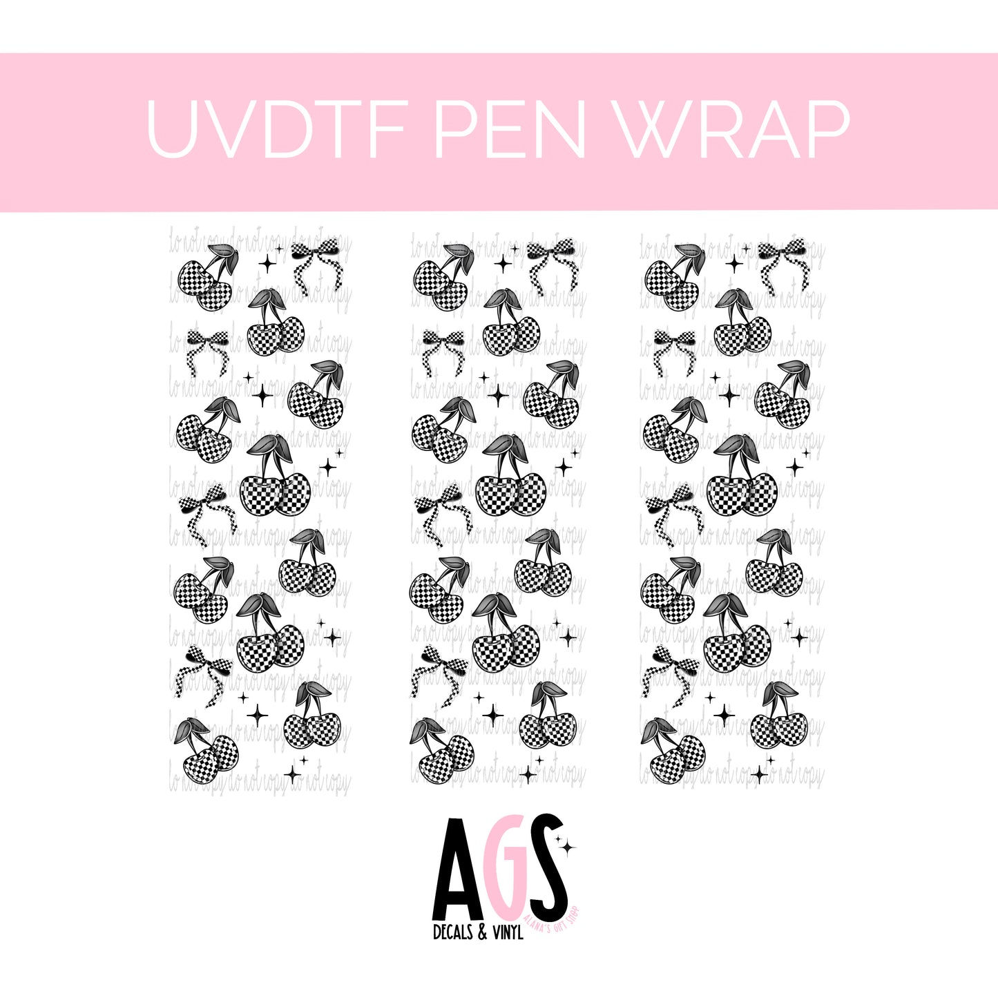 PEN WRAP 005 - Checker Cherries & Bows