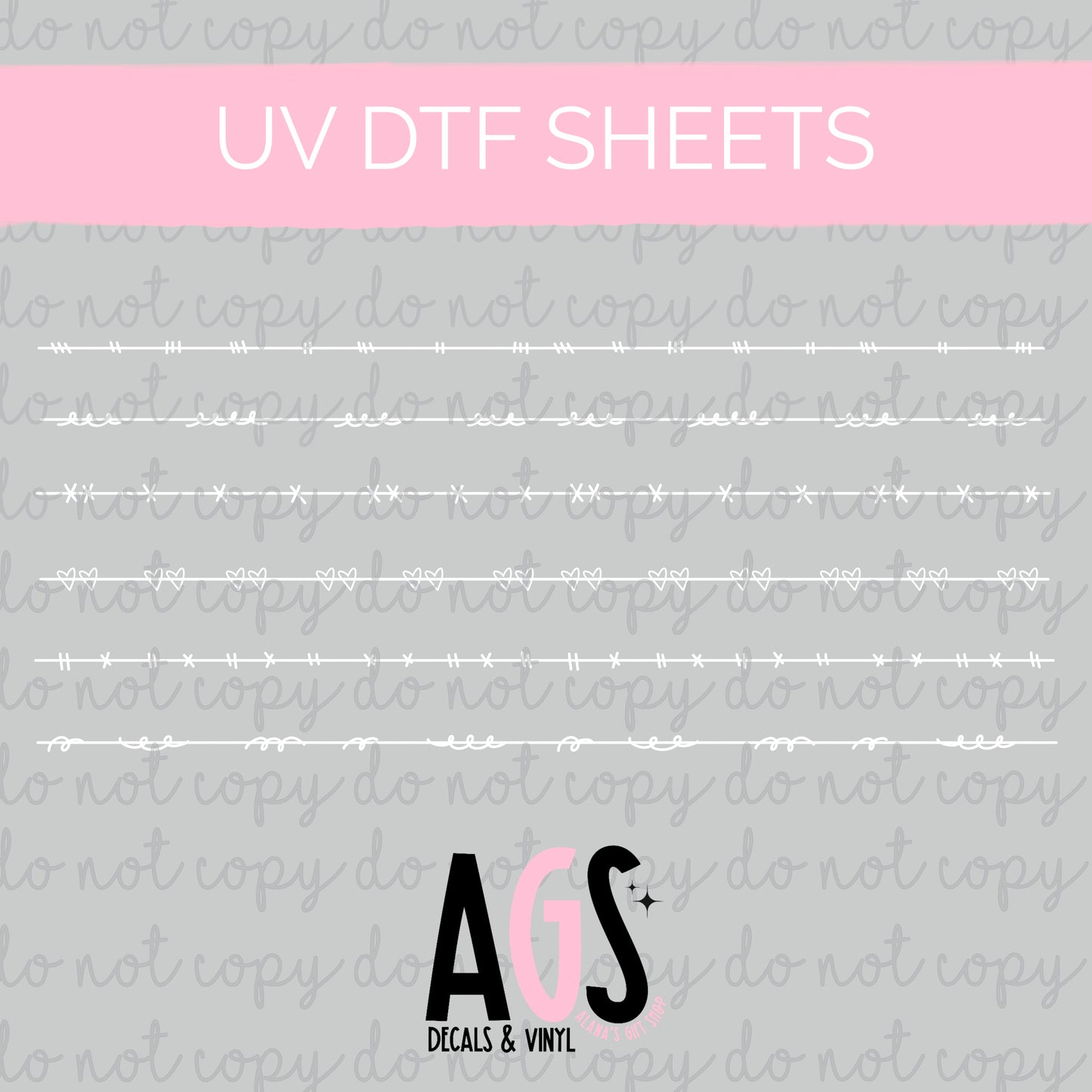 UV DTF SHEET 012 White Doodles