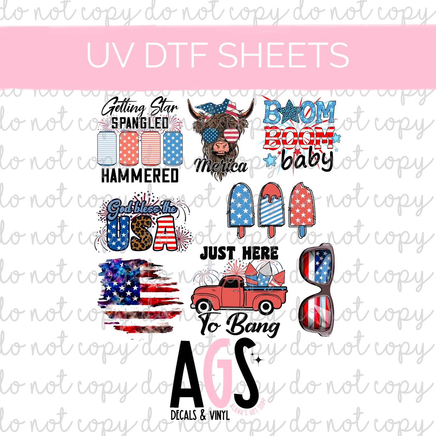 UV DTF SHEET 033 Red White & Blue