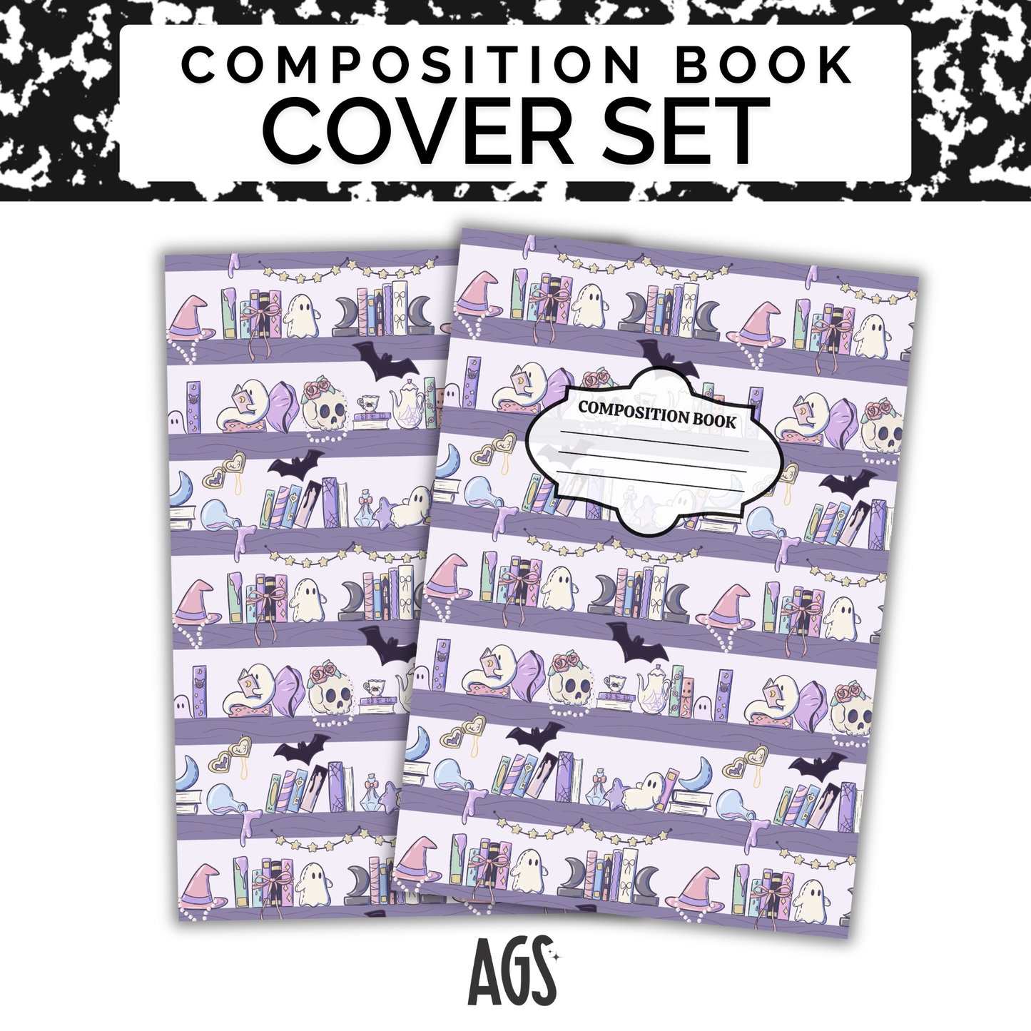 COMPOSITION NOTEBOOK COVER SET - 016 Ghostie’s Library