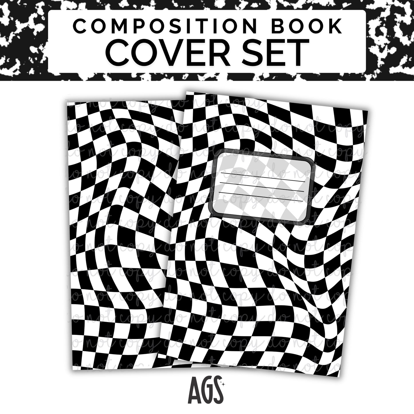 COMPOSITION NOTEBOOK COVER SET - 059 Warped Checkers