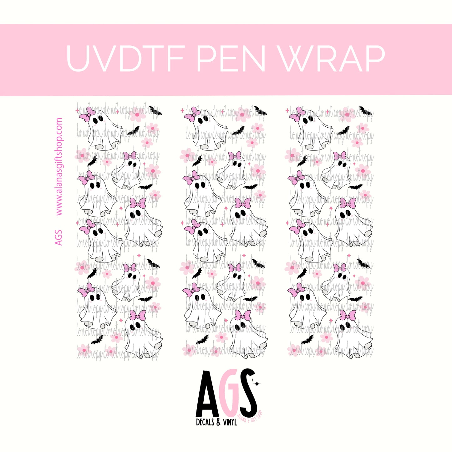 PEN WRAP 058 Pink Flower Ghosts