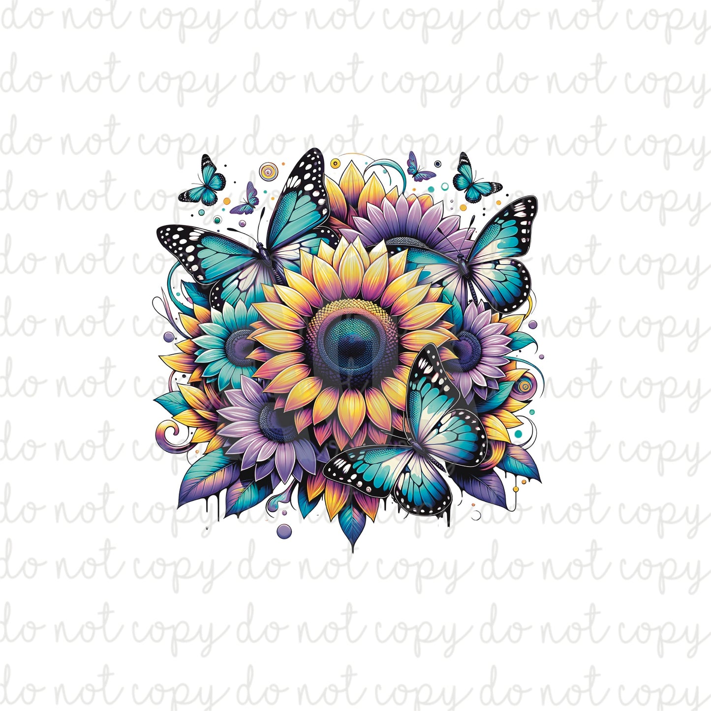 DECAL 100 Butterflies Sunflowers