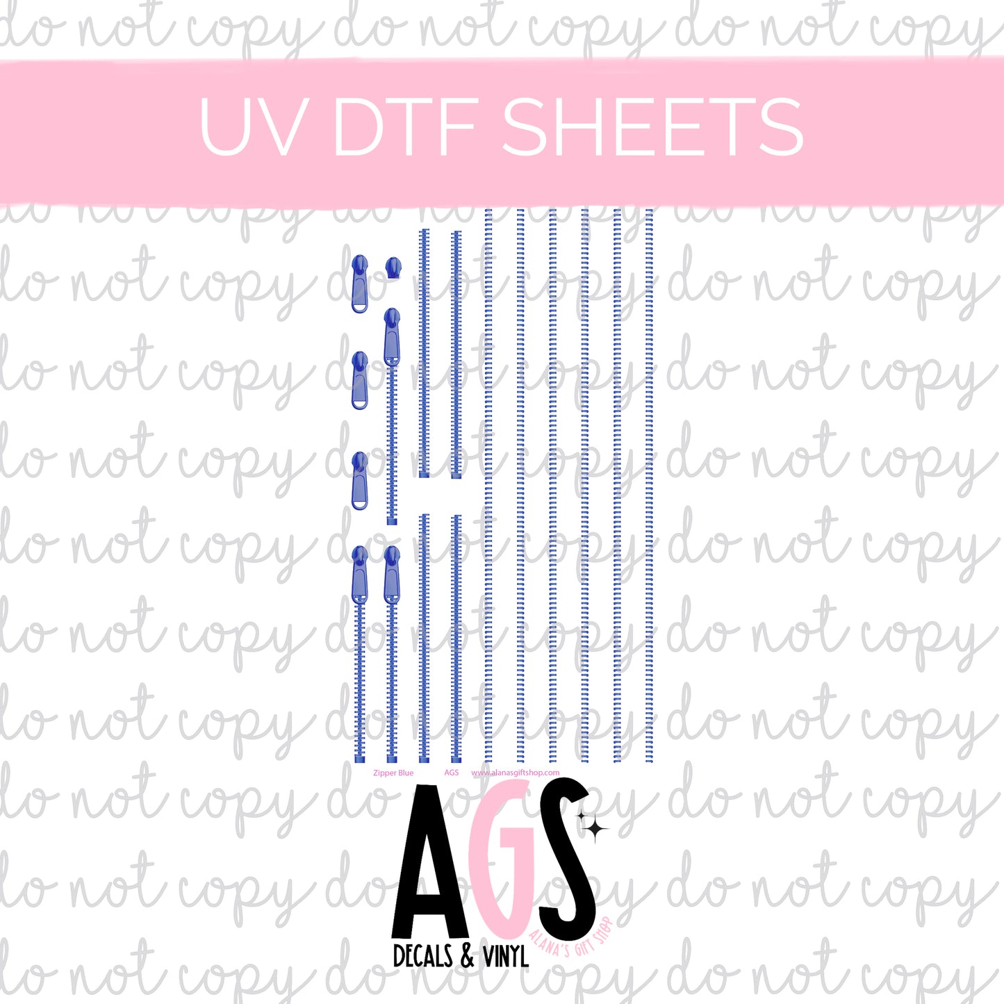 UV DTF SHEET 017 Zipper Element Blue