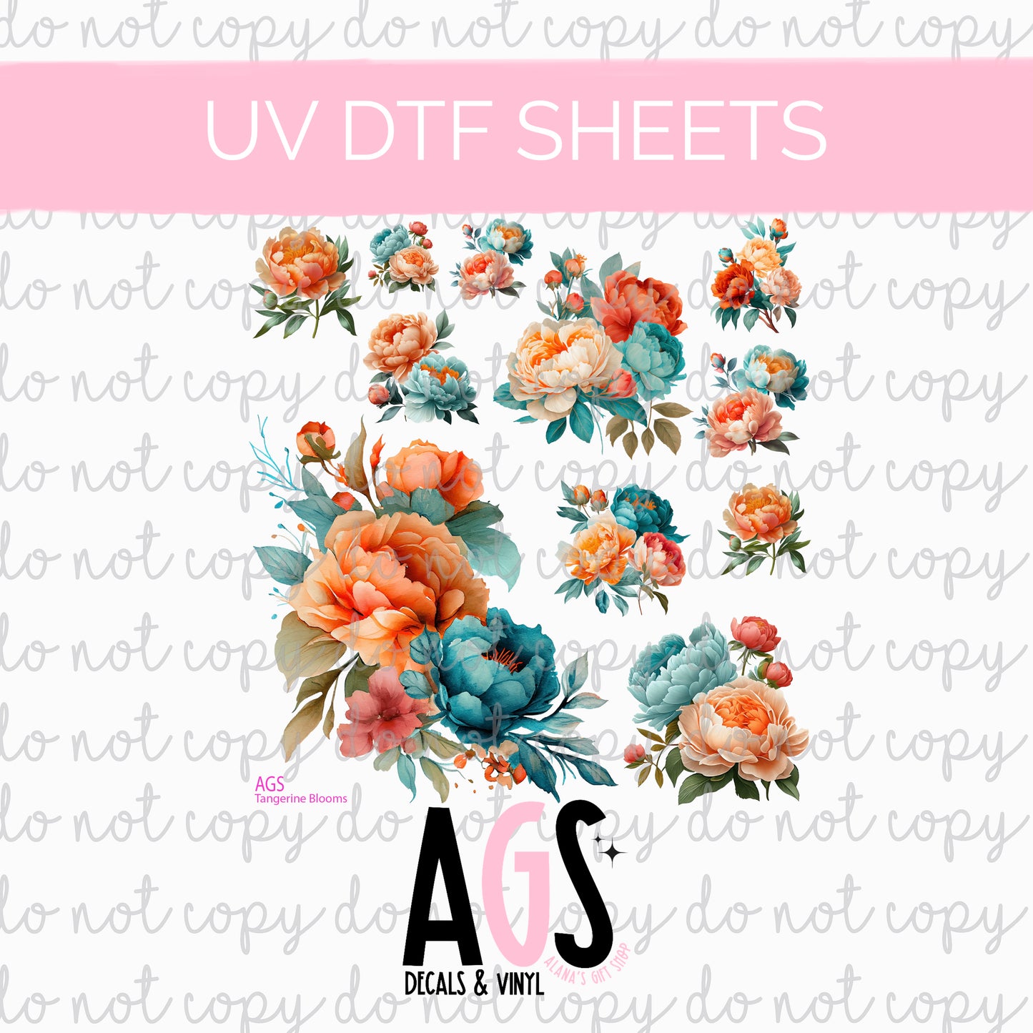 UV DTF SHEET 067 Tangerine Bloom