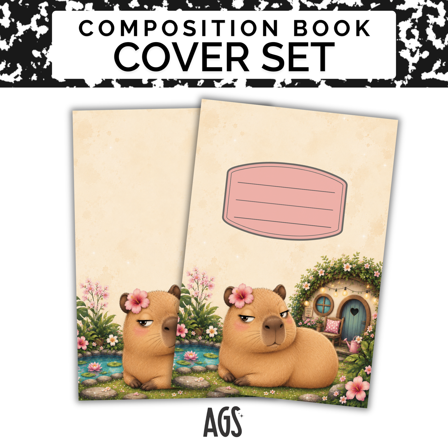COMPOSITION NOTEBOOK COVER SET - 023 Side Eye Capybara
