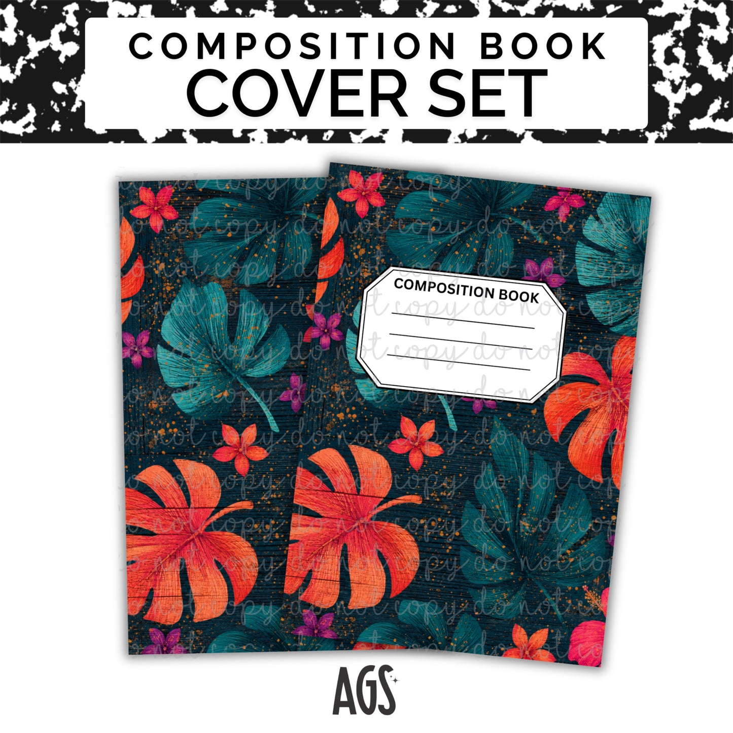 COMPOSITION NOTEBOOK COVER SET - 001 Tropical Monstera