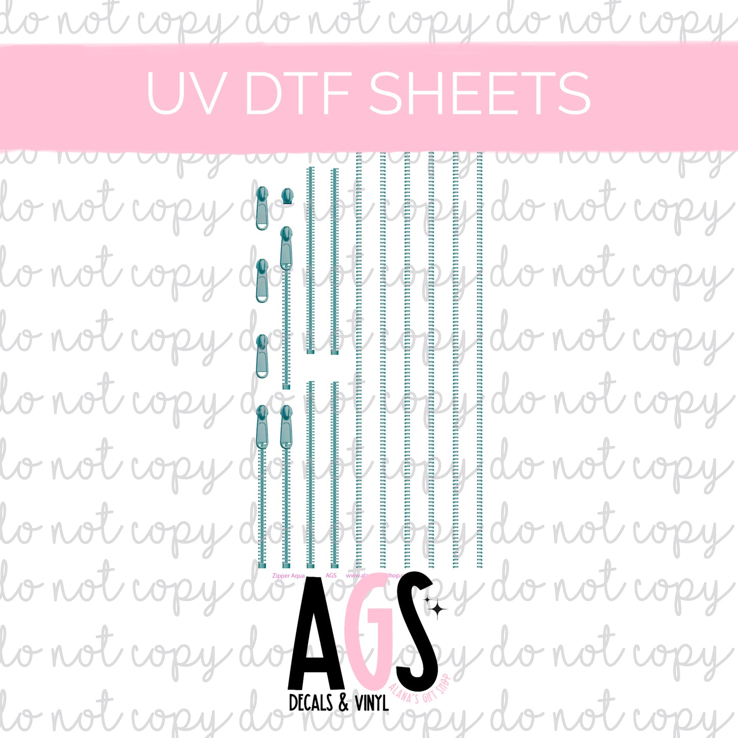UV DTF SHEET 025 Zipper Element Aqua