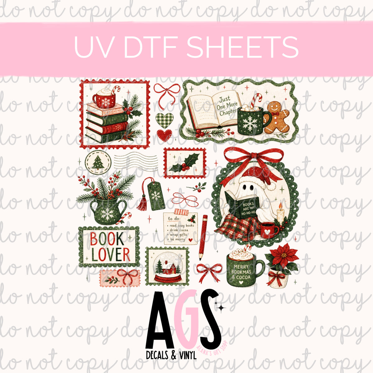 UV DTF SHEET 107 Book Lover Ghost Stamps - Tumbler Wraps