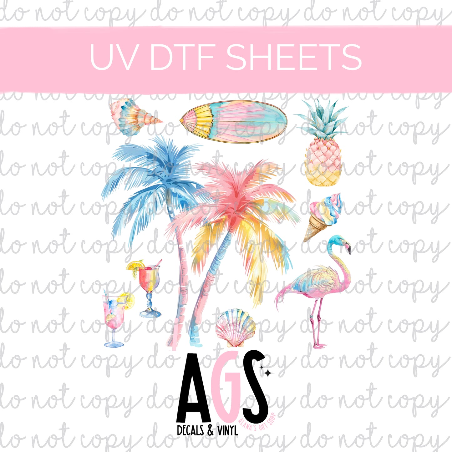 UV DTF SHEET 045 Colorful Beach