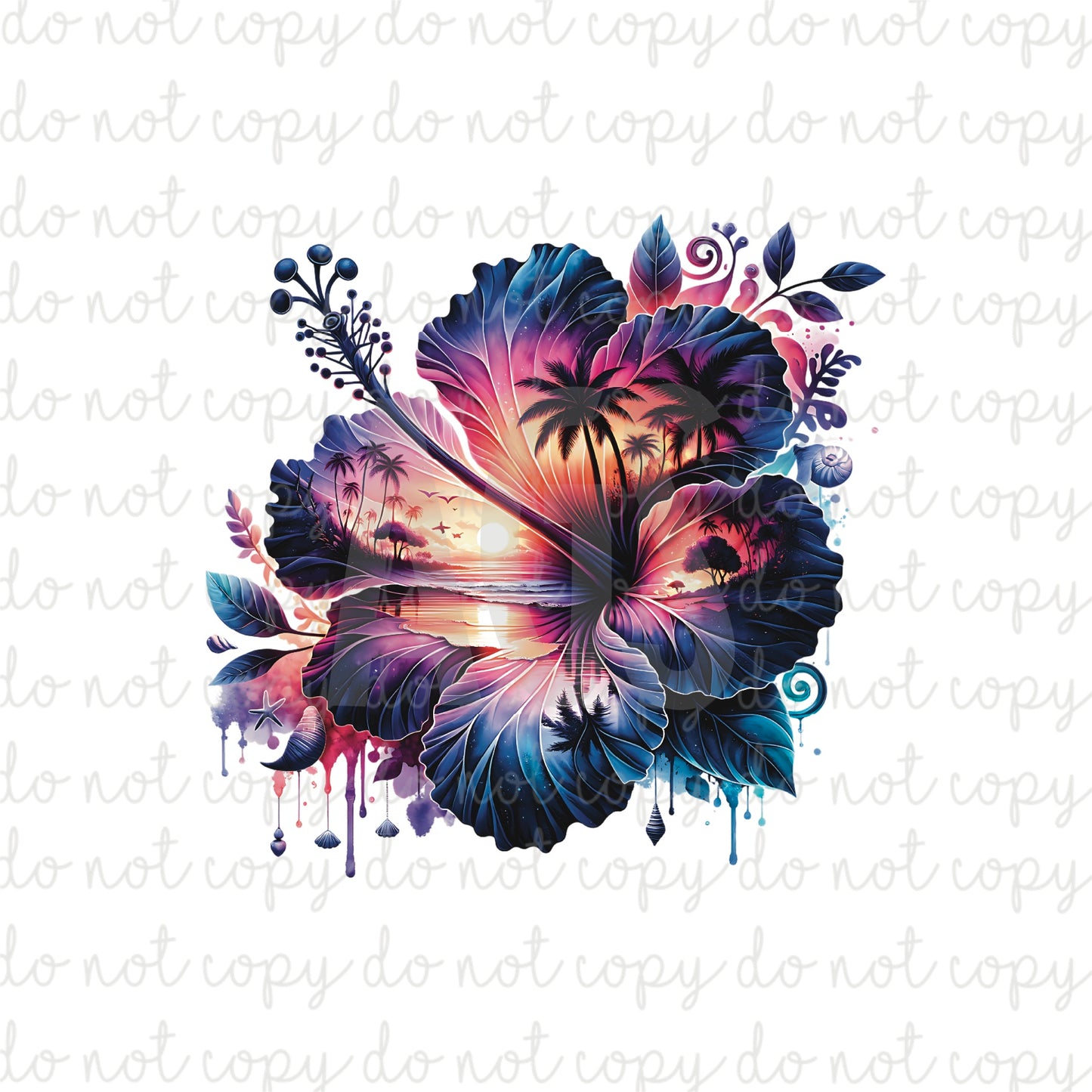 DECAL 011 Hibiscus Sunset Left
