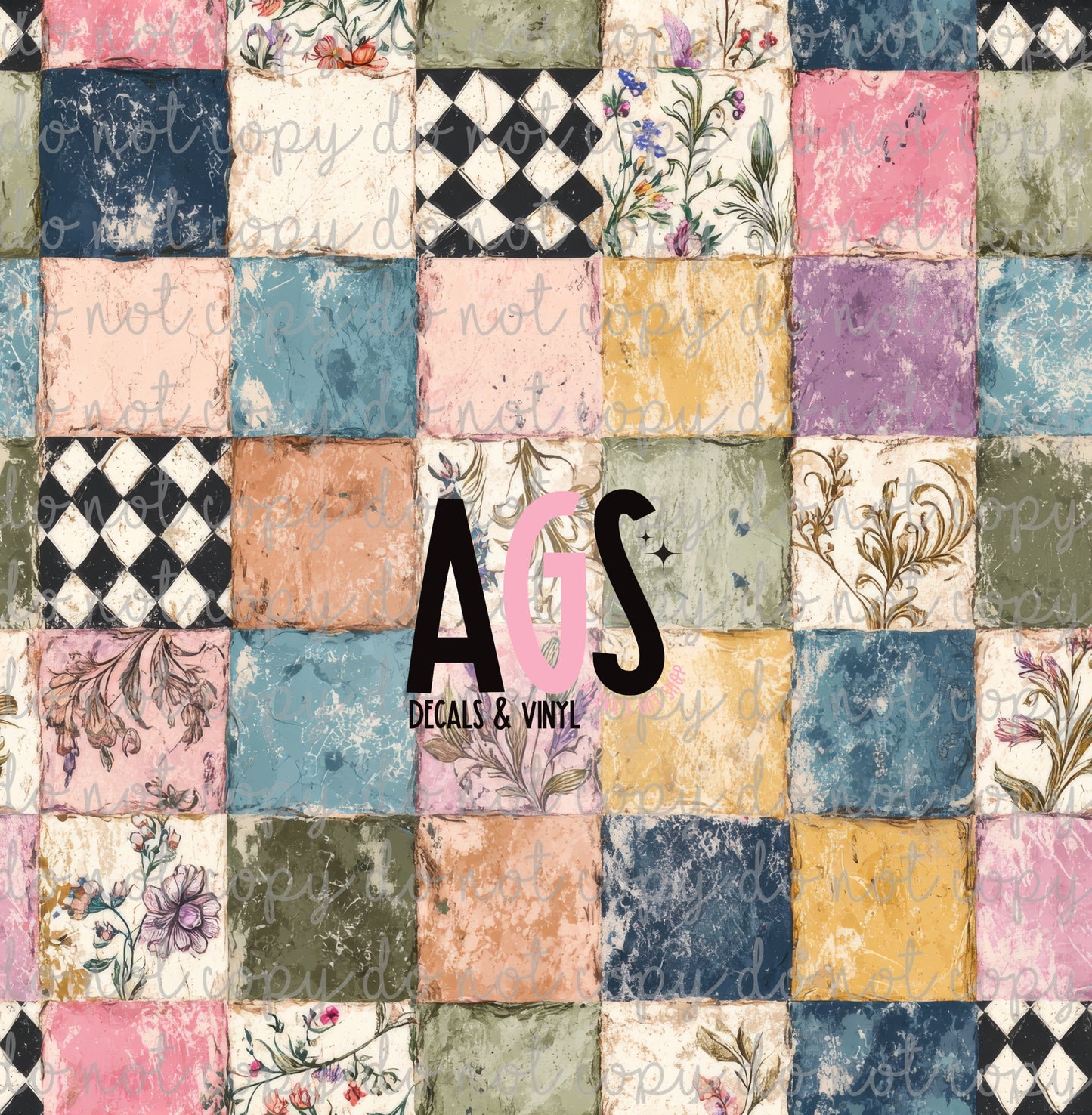 2215 Flower Checkers Patchwork
