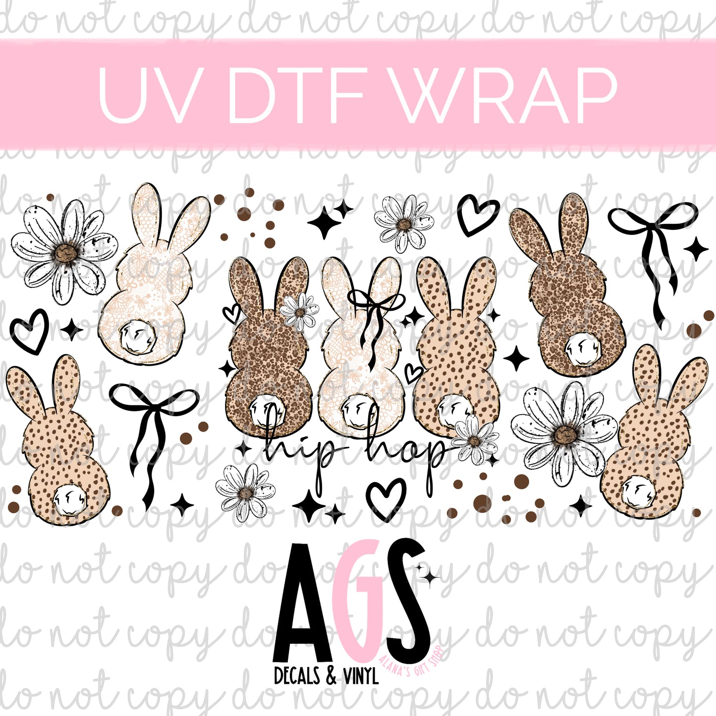 UV DTF WRAP 100 Hip Hop Bunnies