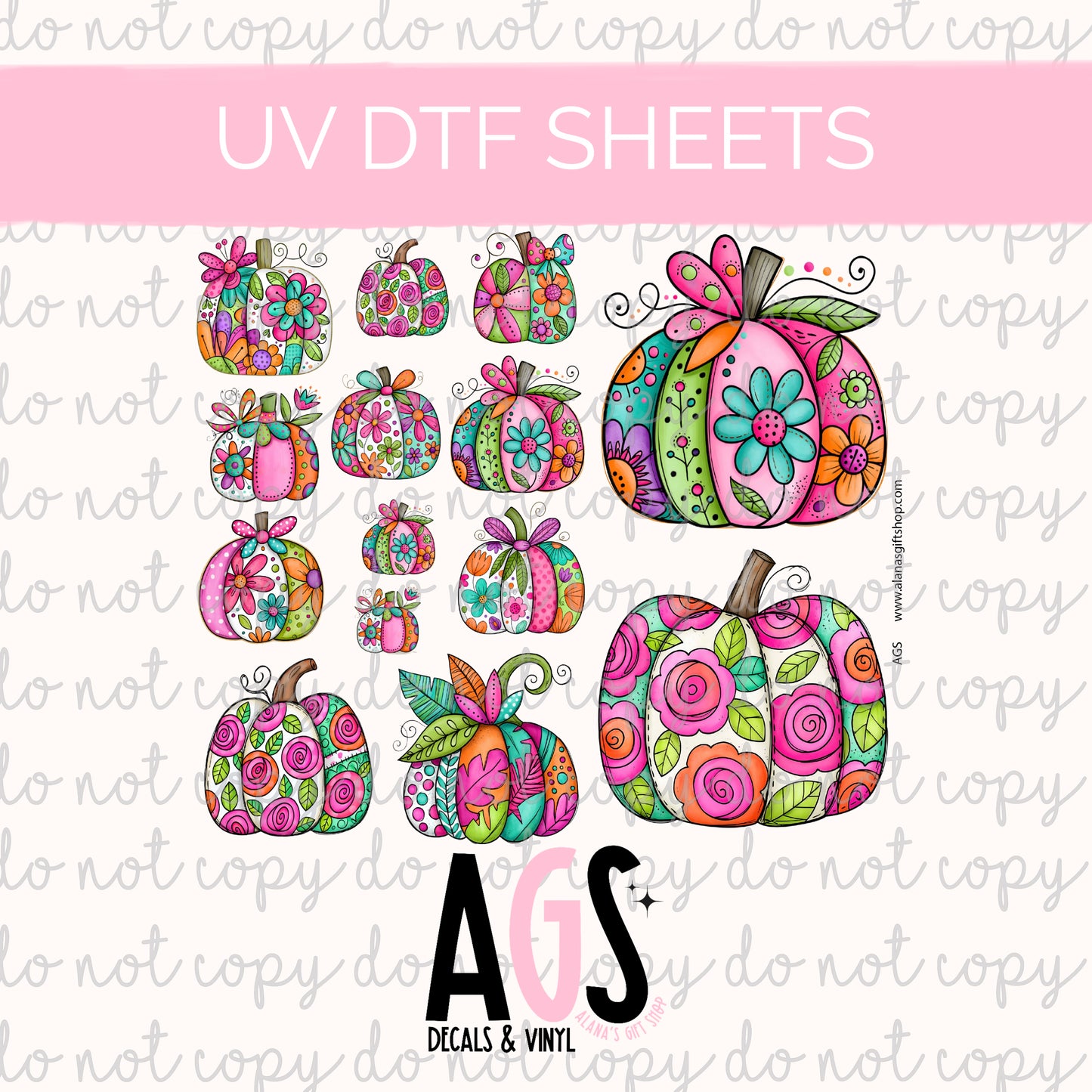 UV DTF SHEET 098 Flower Pumpkins