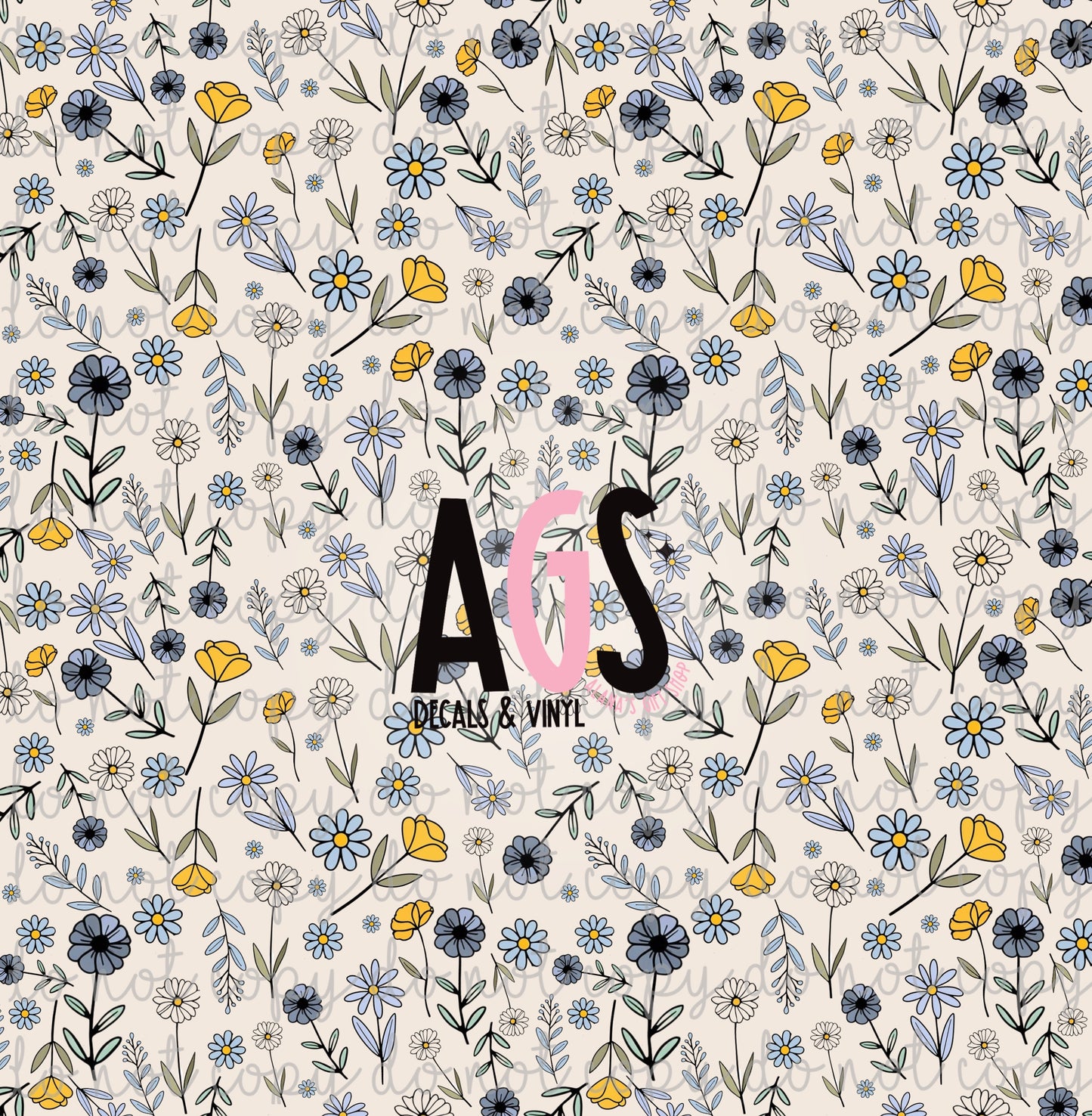 2384 Baby Blue Simple Flowers