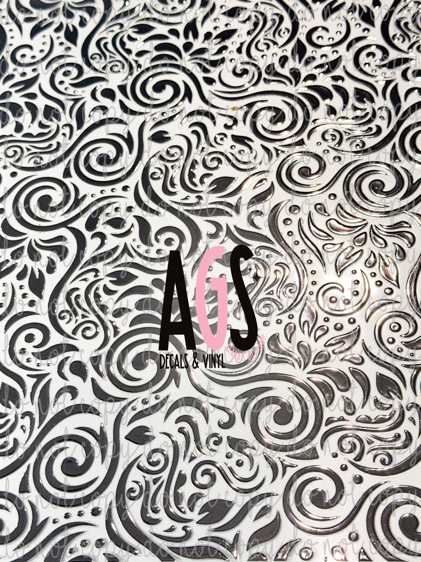 METALLIC UV DTF SHEET 044 Twisted Vines - Silver Metal