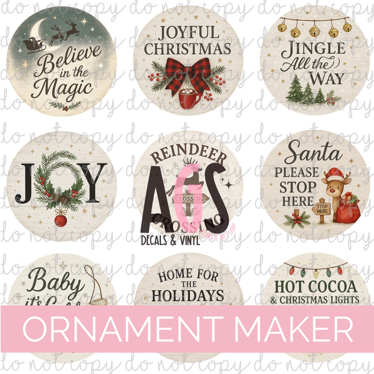 Ornament Maker 10 Distressed Wood Christmas VINYL