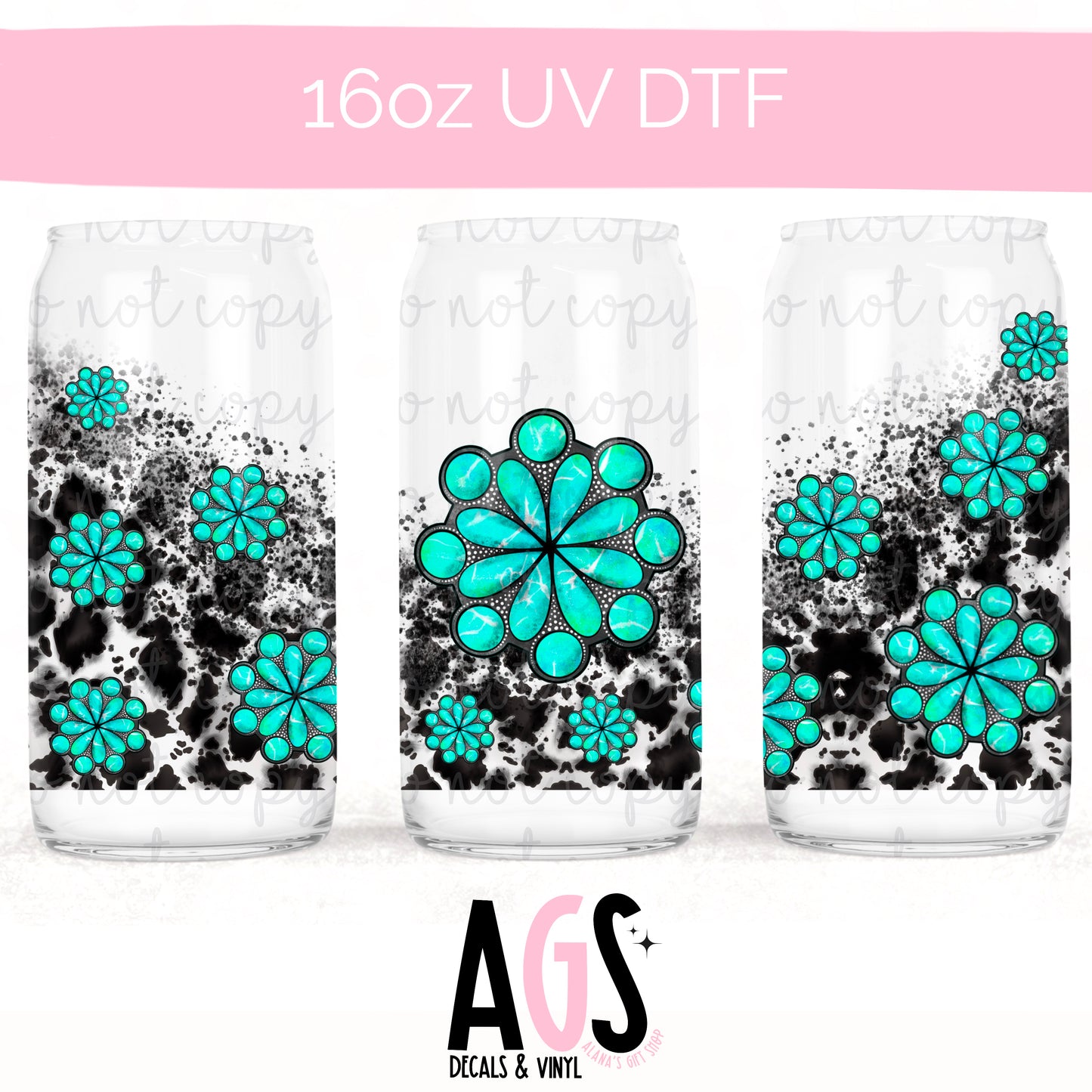 UV DTF- 019 Cowhide Turquoise