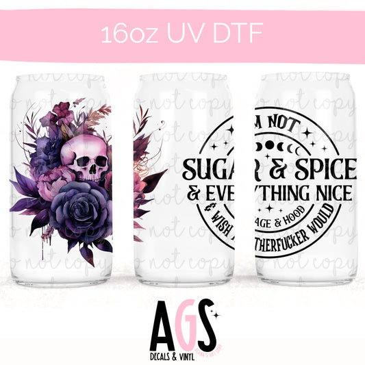 UV DTF-031 Purple Skull Floral
