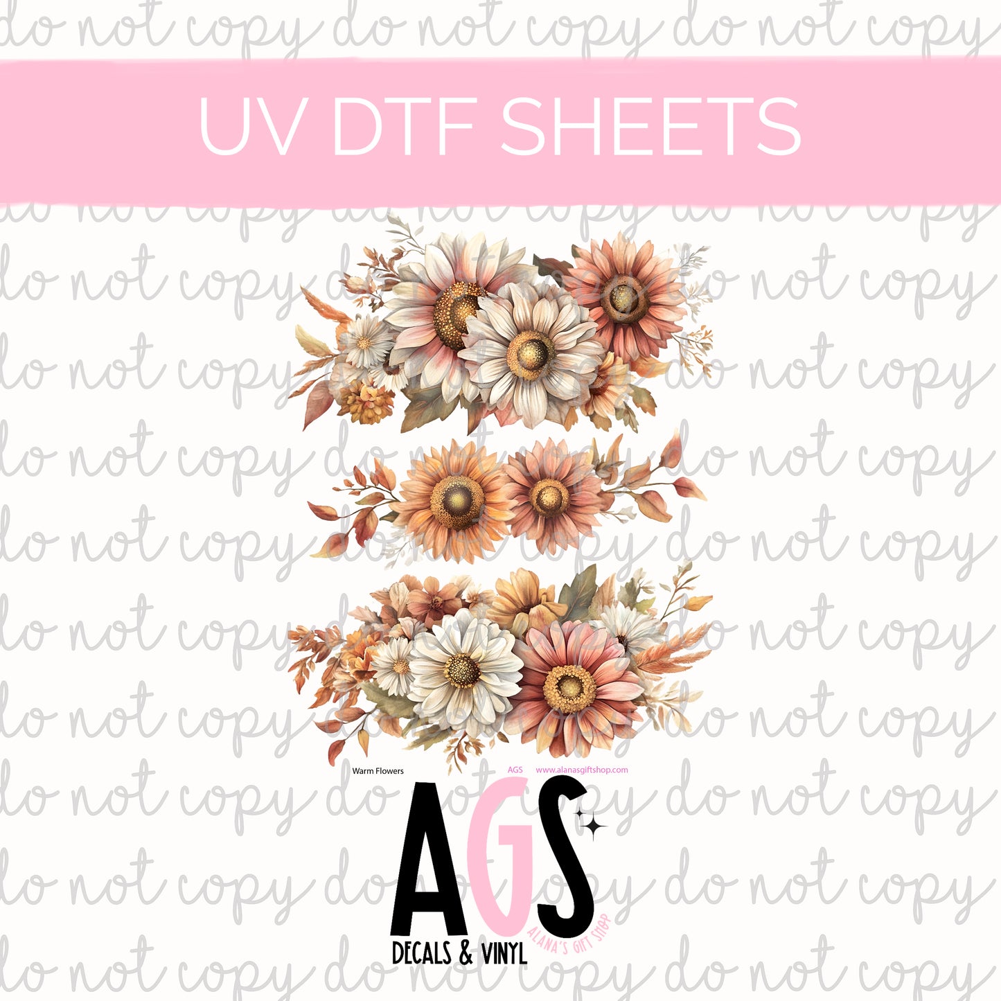 UV DTF SHEET 043 Warm Sunflowers