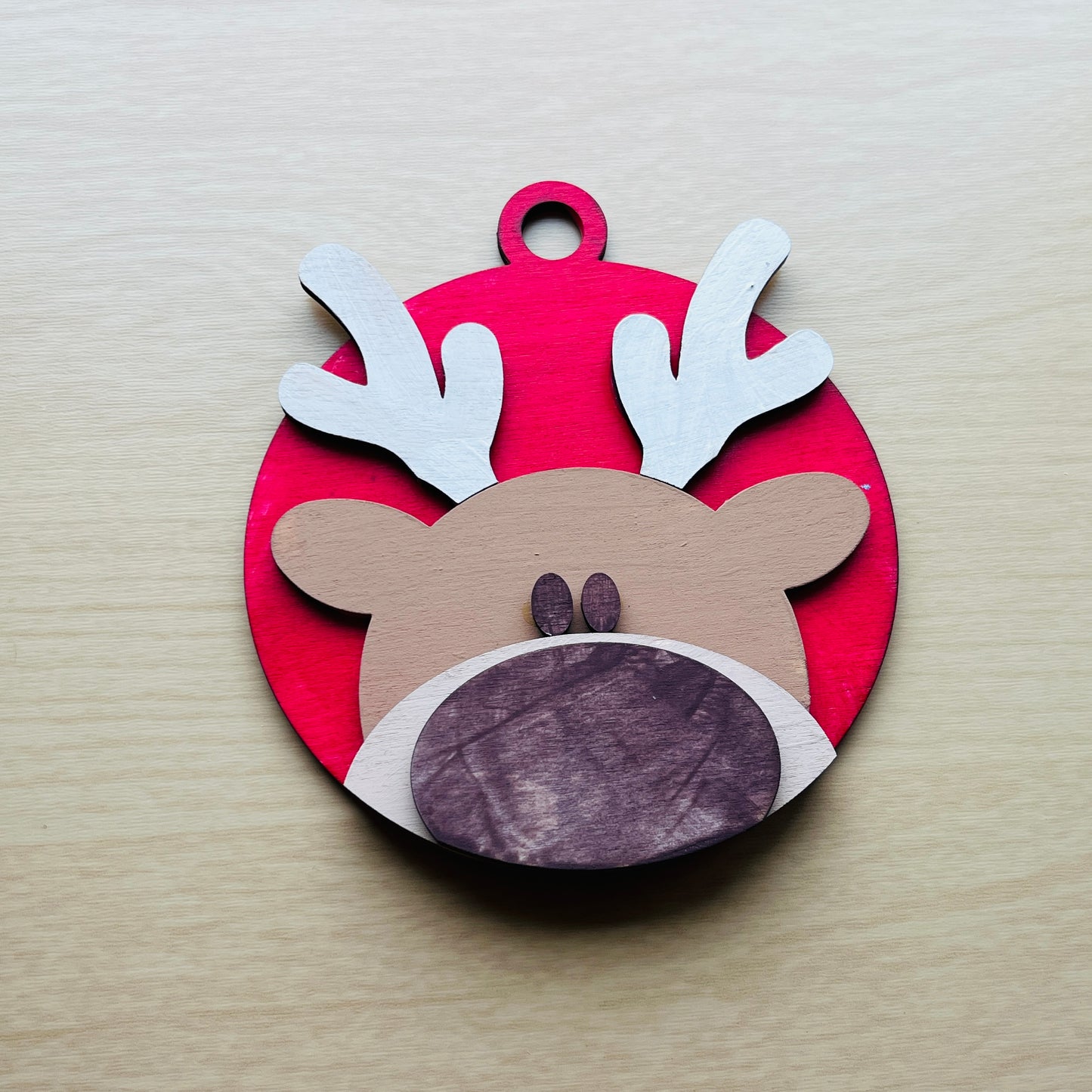 Blank 3D Round Reindeer Christmas Ornaments