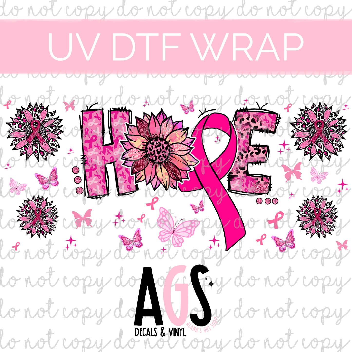 UV DTF WRAP 045 Hope Cure Ribbon
