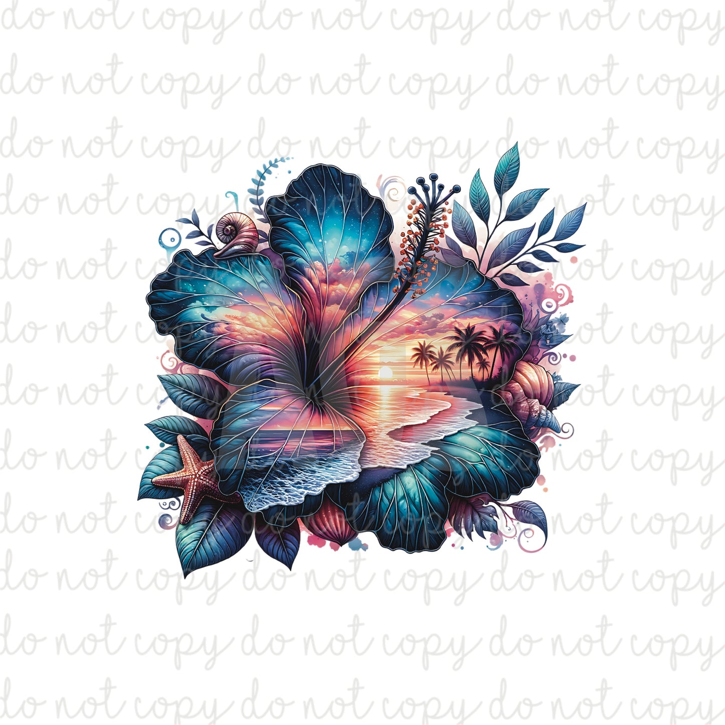 DECAL 012 Hibiscus Sunset Right