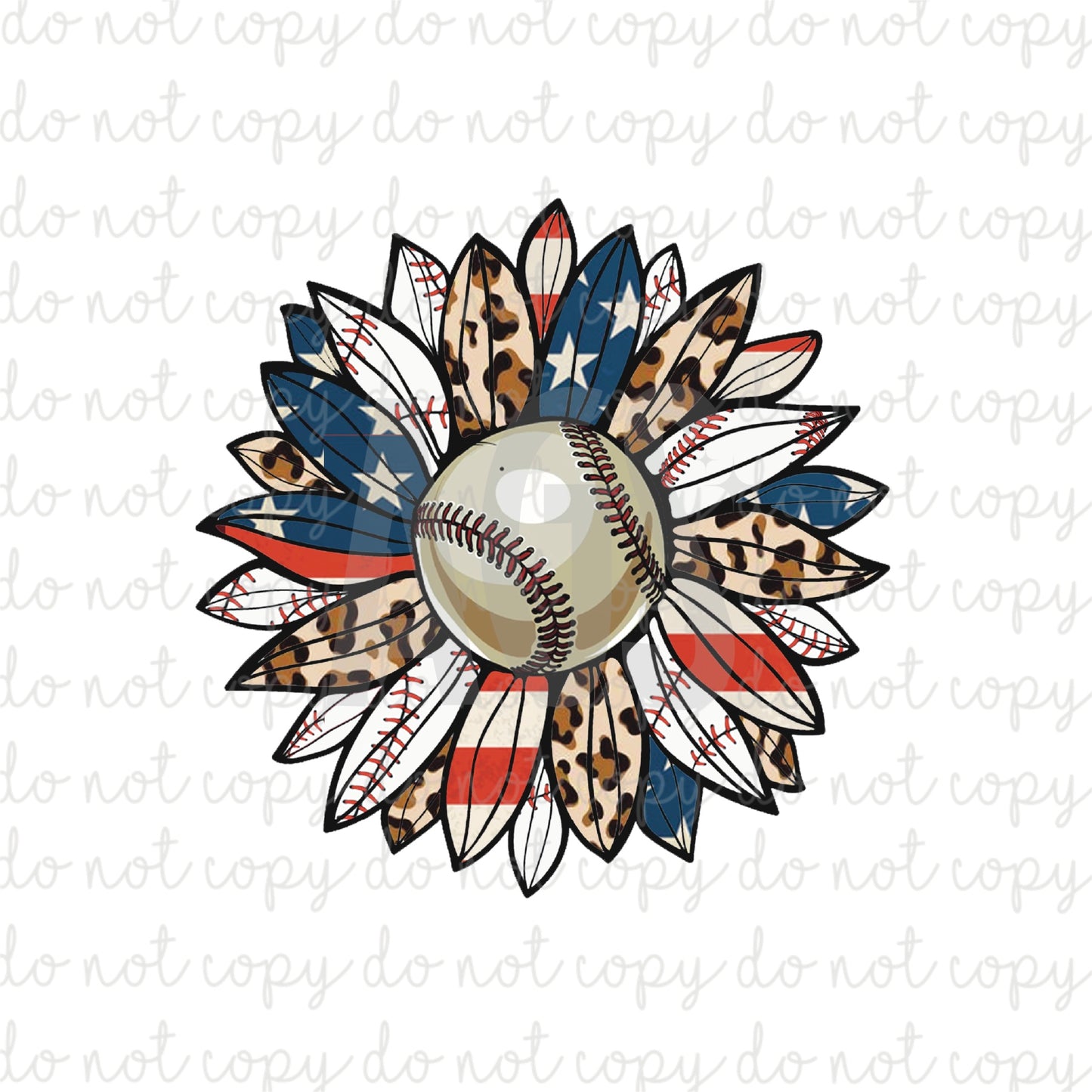 DECAL 158 Baseball Patriotic Sunflower