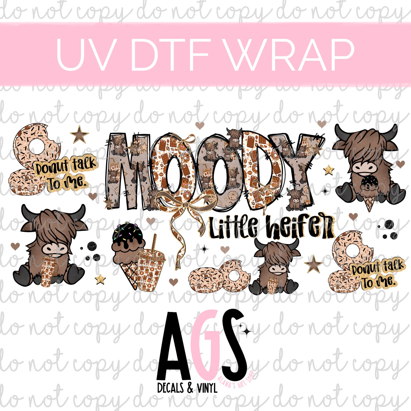 UV DTF WRAP 131 Moody Little Heifer