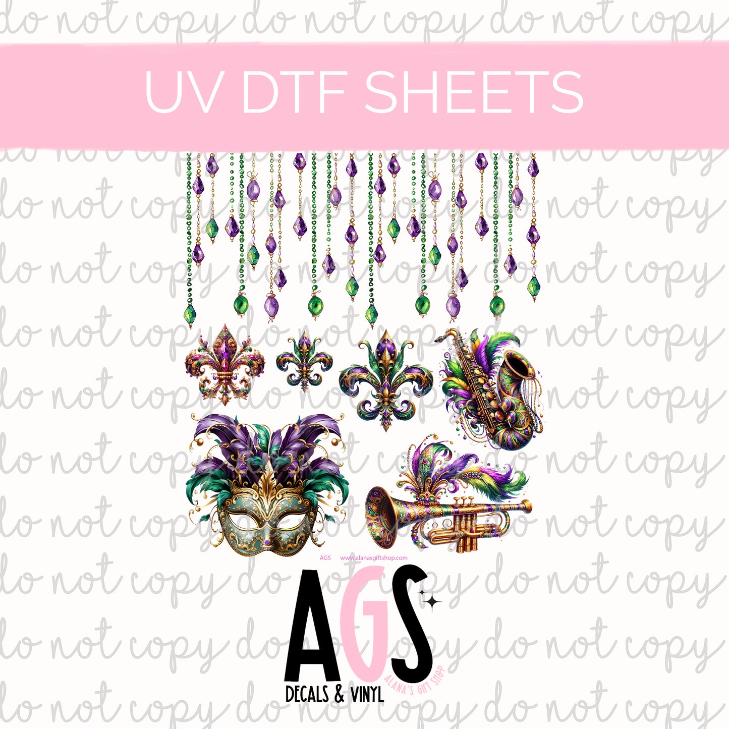 UV DTF SHEET 003 Throw Those Beads