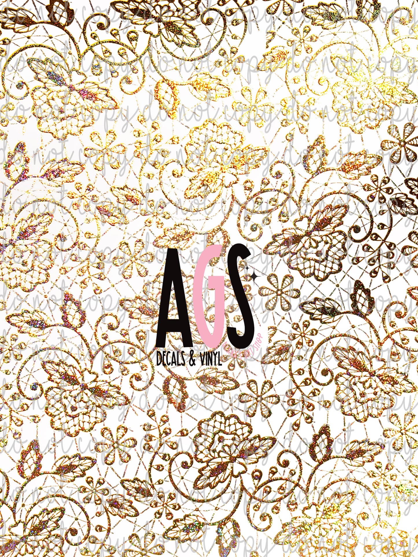 METALLIC UV DTF SHEET 026 Little Lace - Gold Shimmer