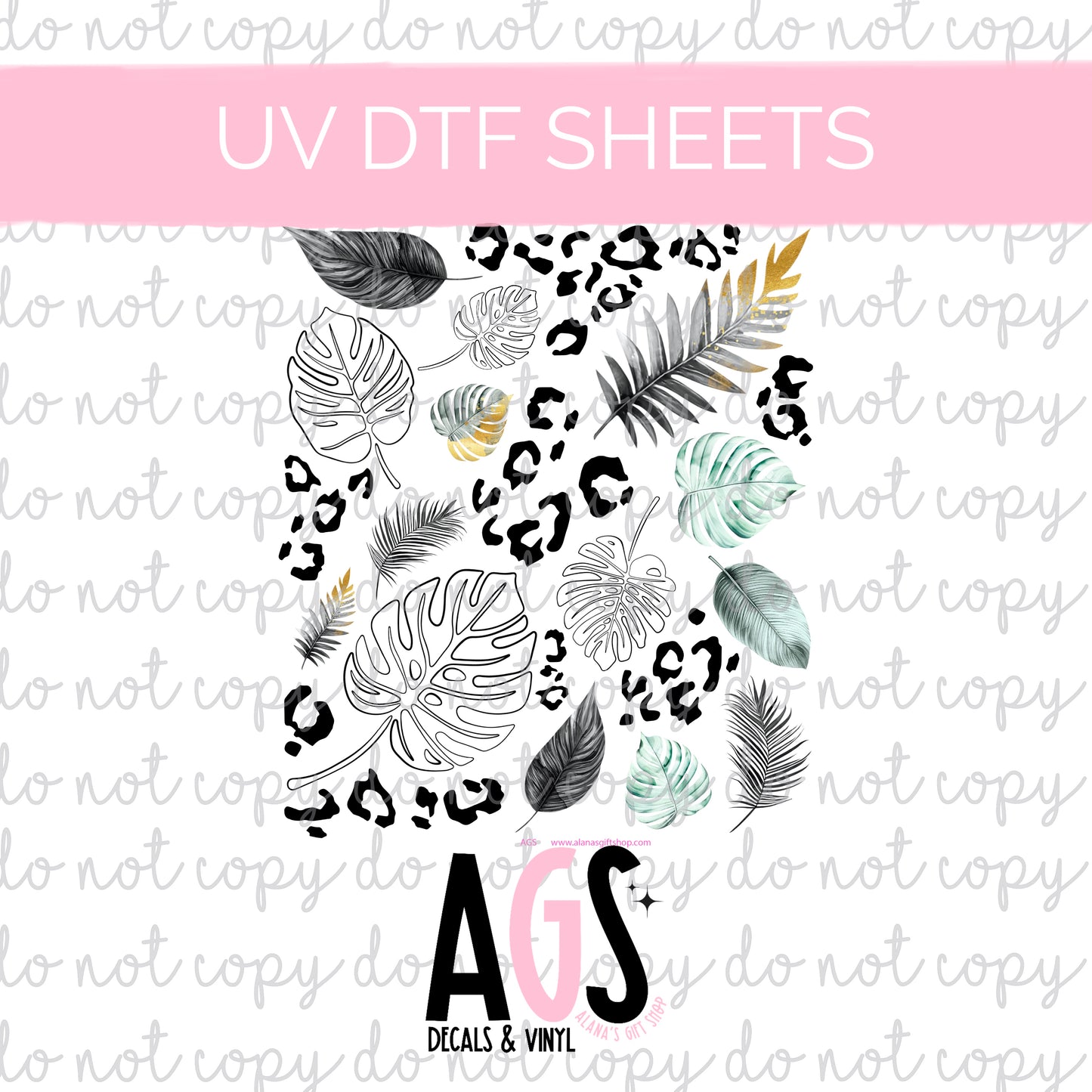 UV DTF SHEET 032 Leopard Monstera
