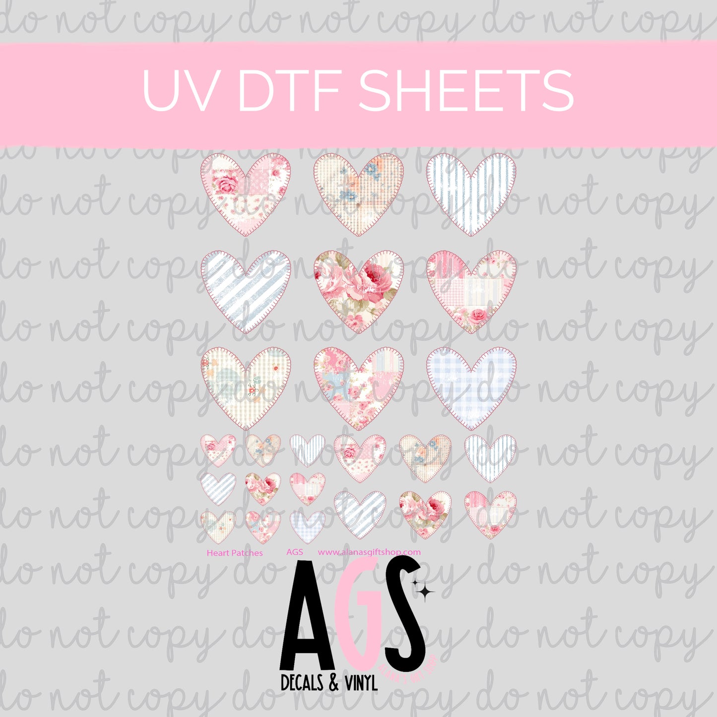 UV DTF SHEET 027 Heart Patches