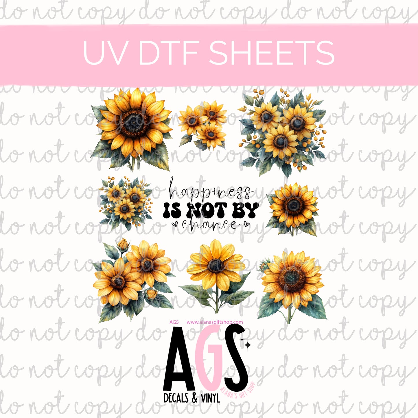 UV DTF SHEET 007 Happiness Sunflower