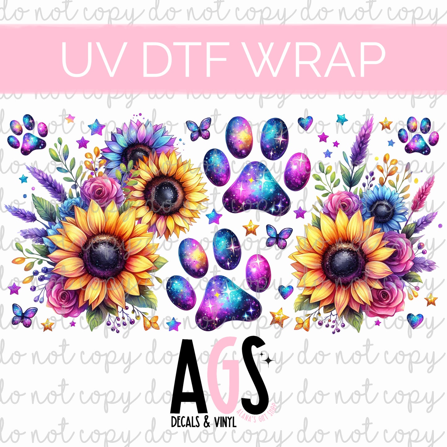 UV DTF WRAP 132 Paws Sunflower