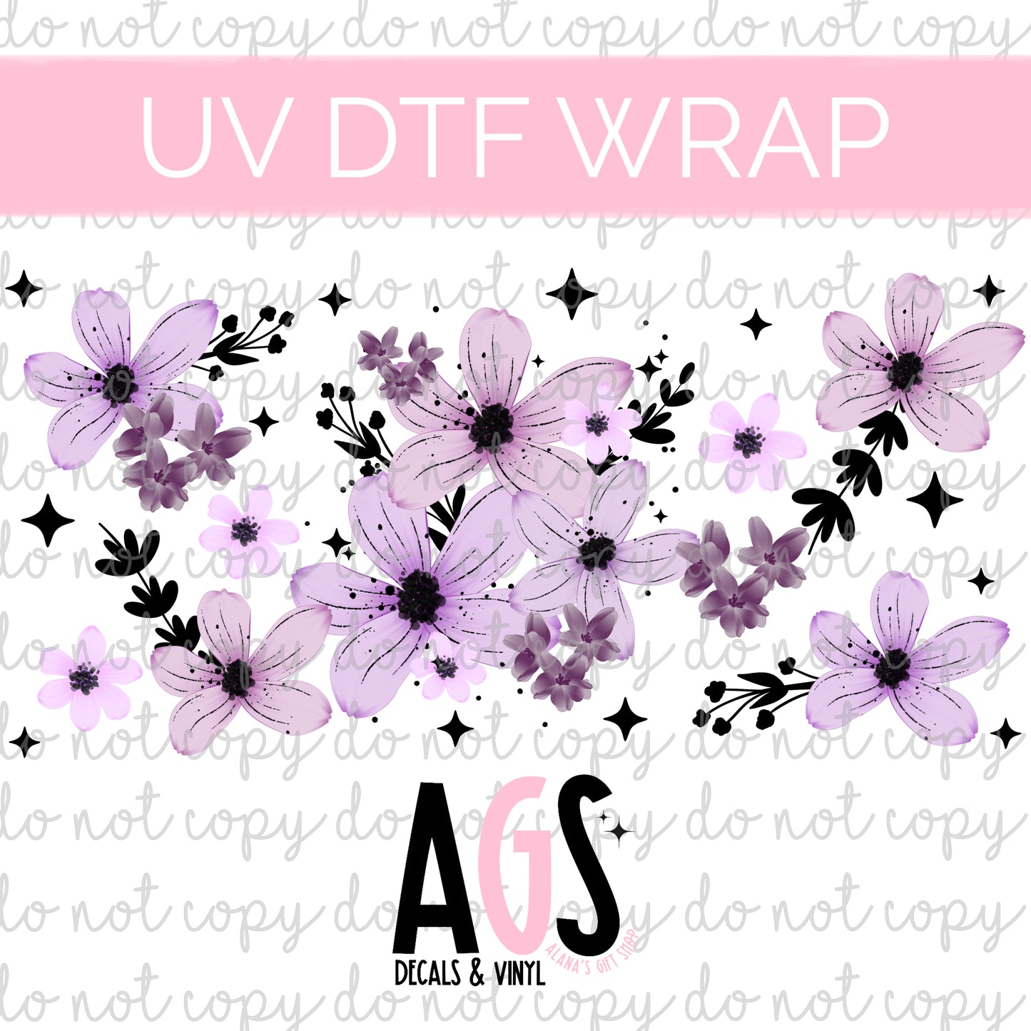UV DTF WRAP 056 Purple Flowers