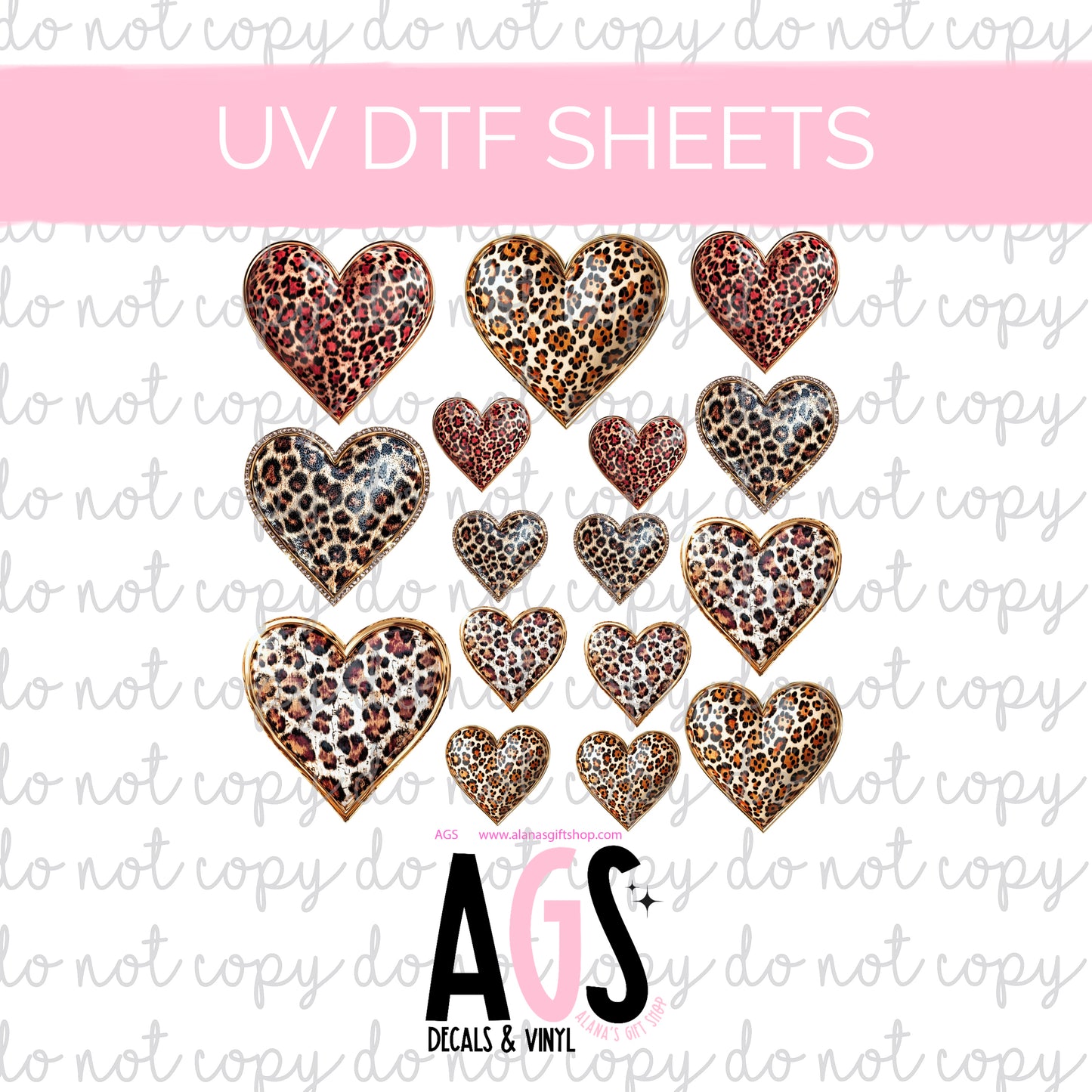 UV DTF SHEET 080 Leopard Hearts