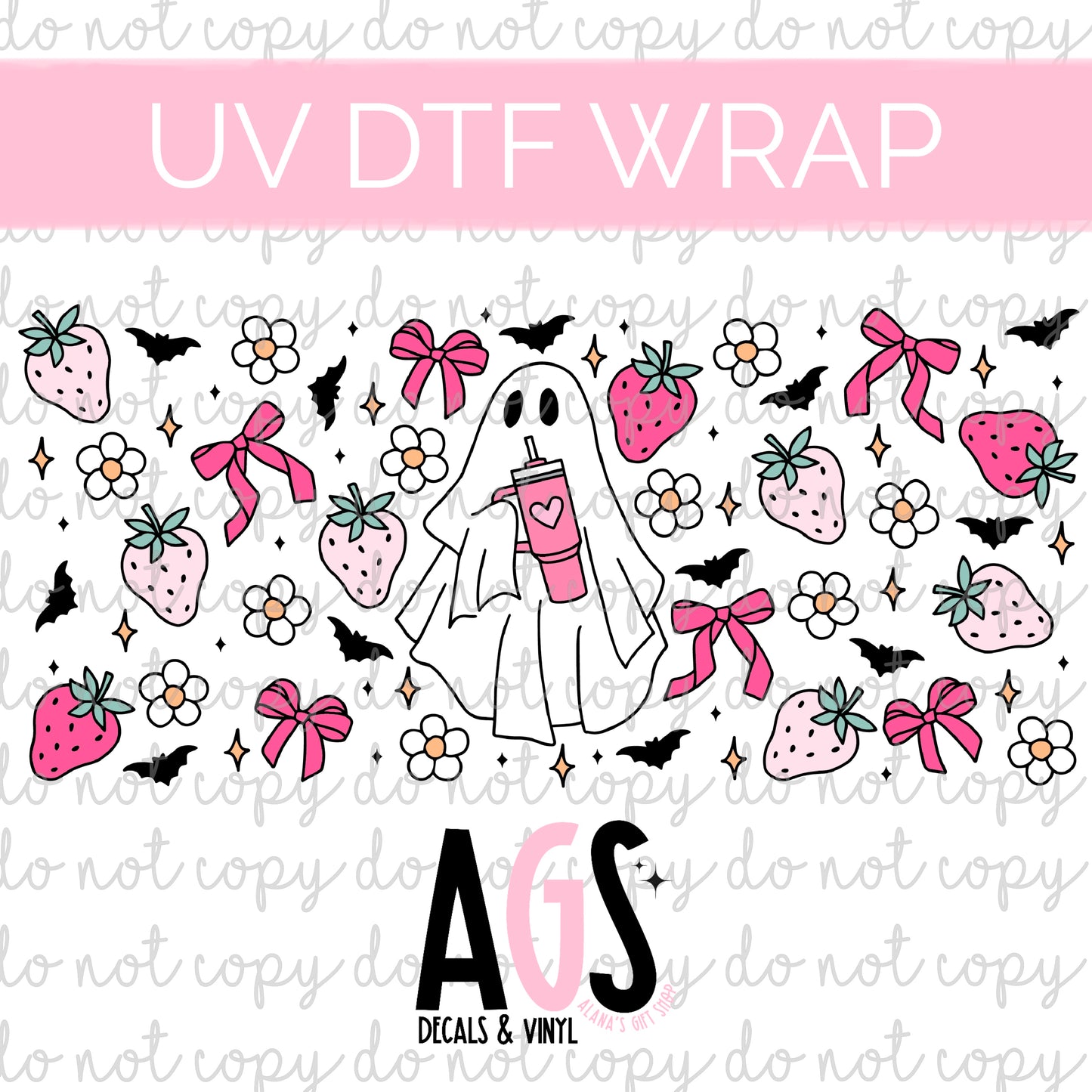 UV DTF WRAP 093 Strawberry Girly Ghost