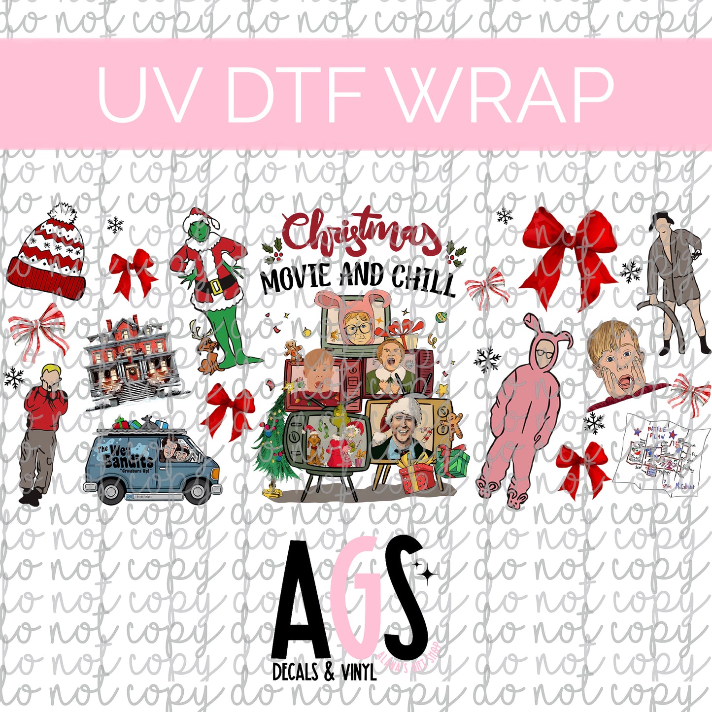 UV DTF WRAP 107 Christmas Movies & Chill