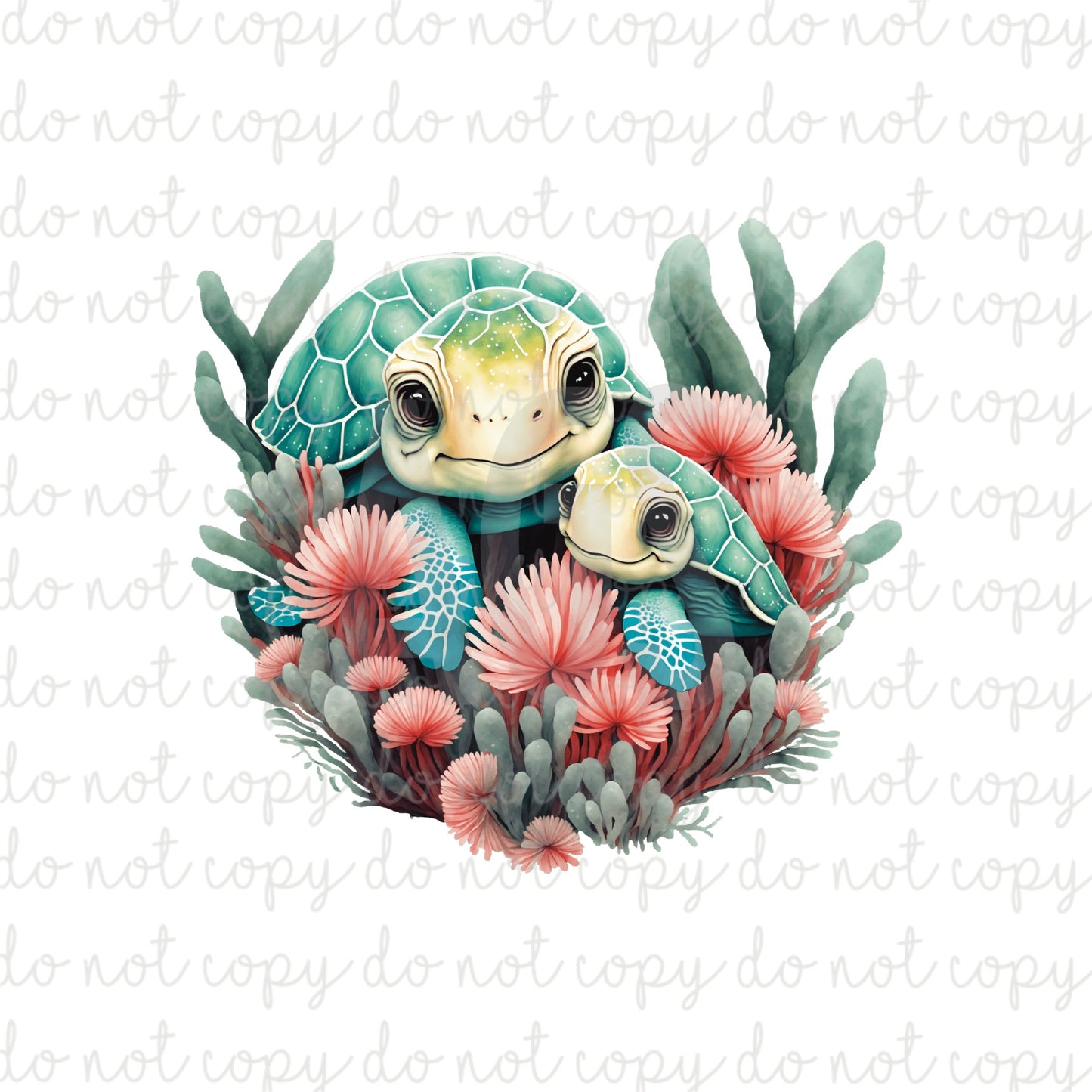 DECAL 083 Baby & Mama Turtle