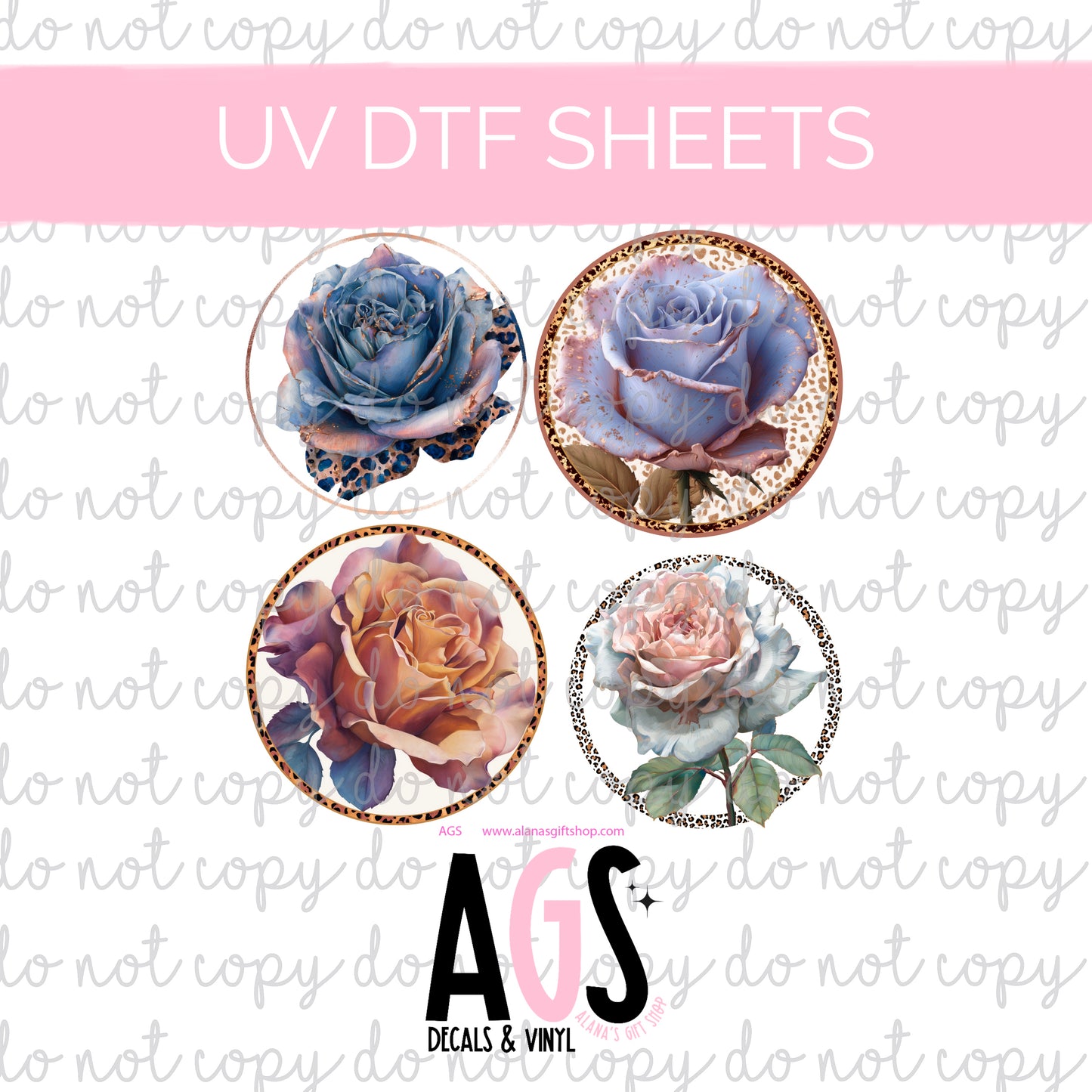 UV DTF SHEET 079 Leopard Rose Circles