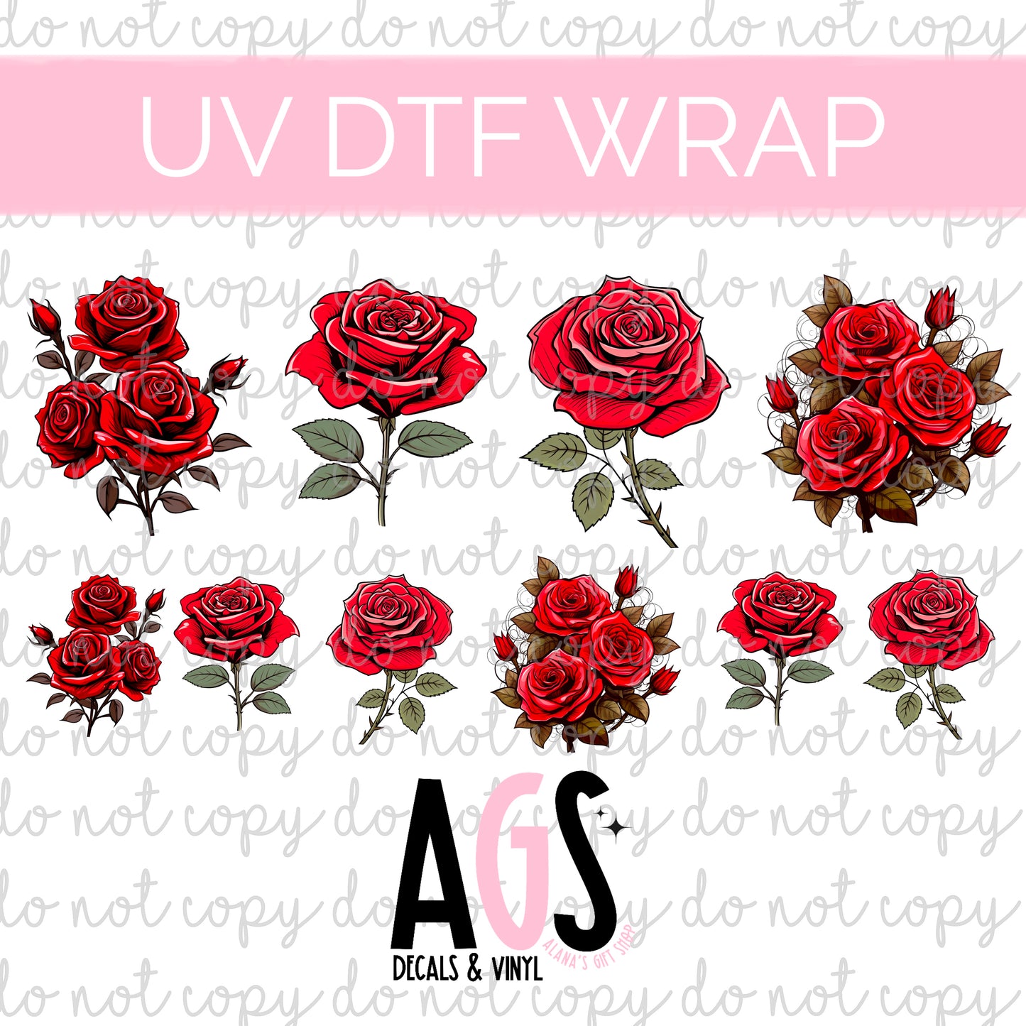 UV DTF WRAP 026 Red Roses