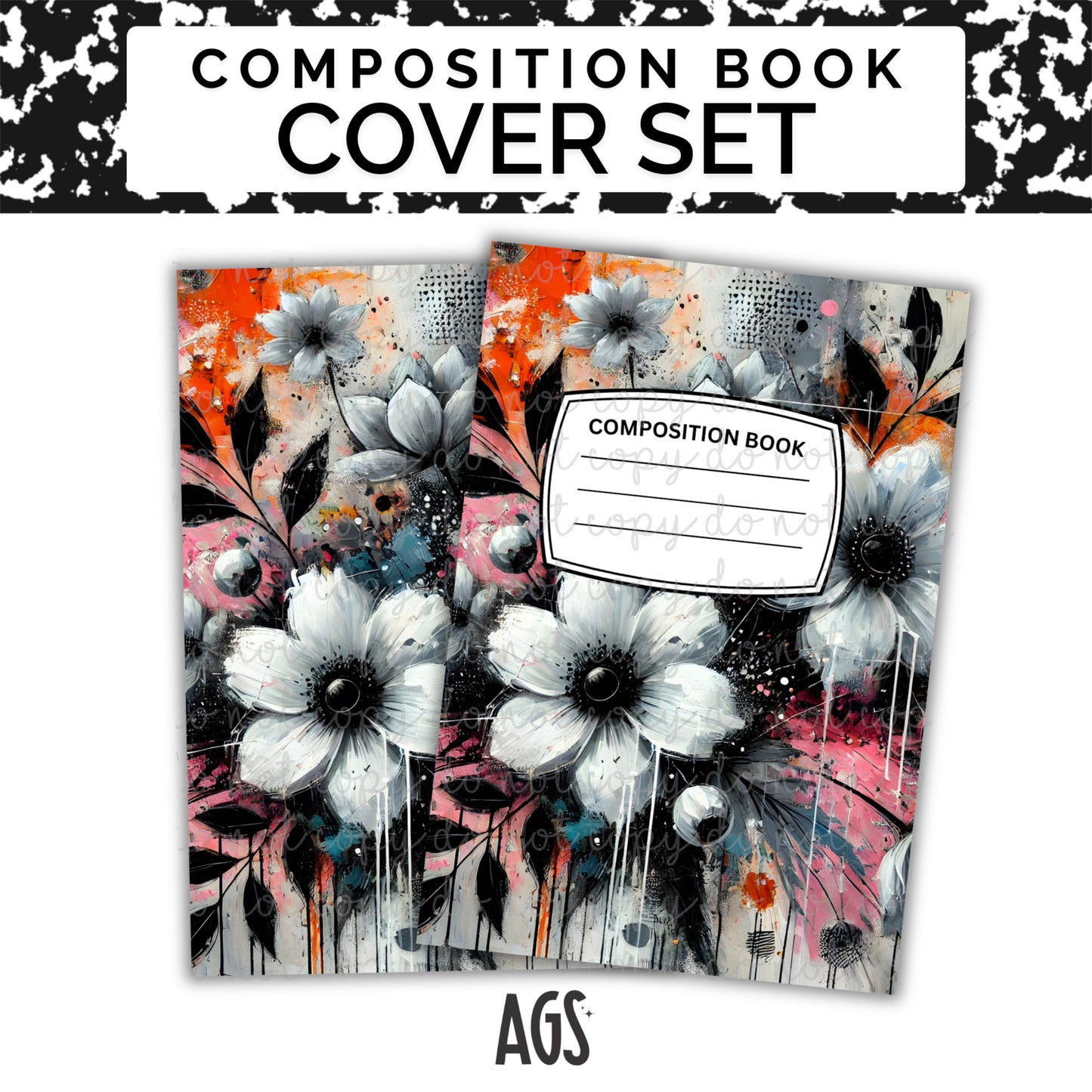 COMPOSITION NOTEBOOK COVER SET - 007 Graffiti Flowers