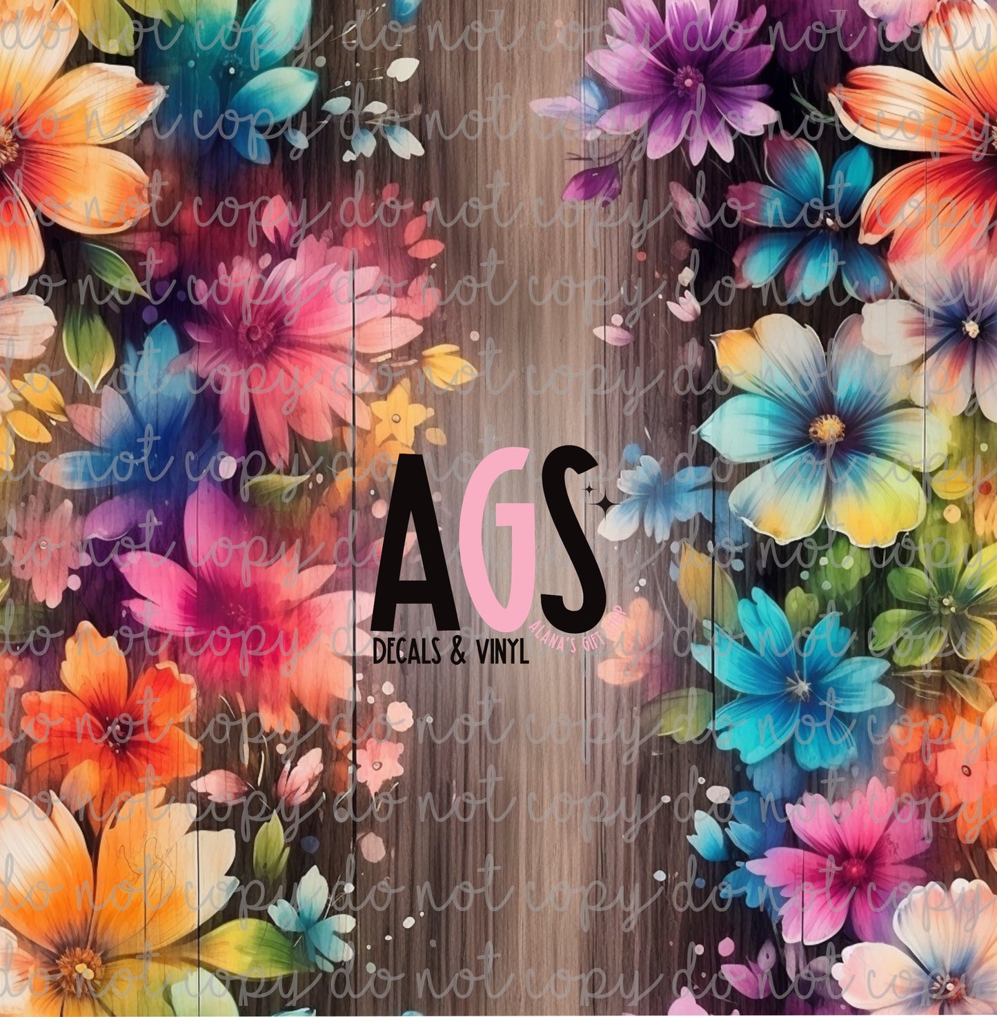 0997 Bright Flowers On Wood 1