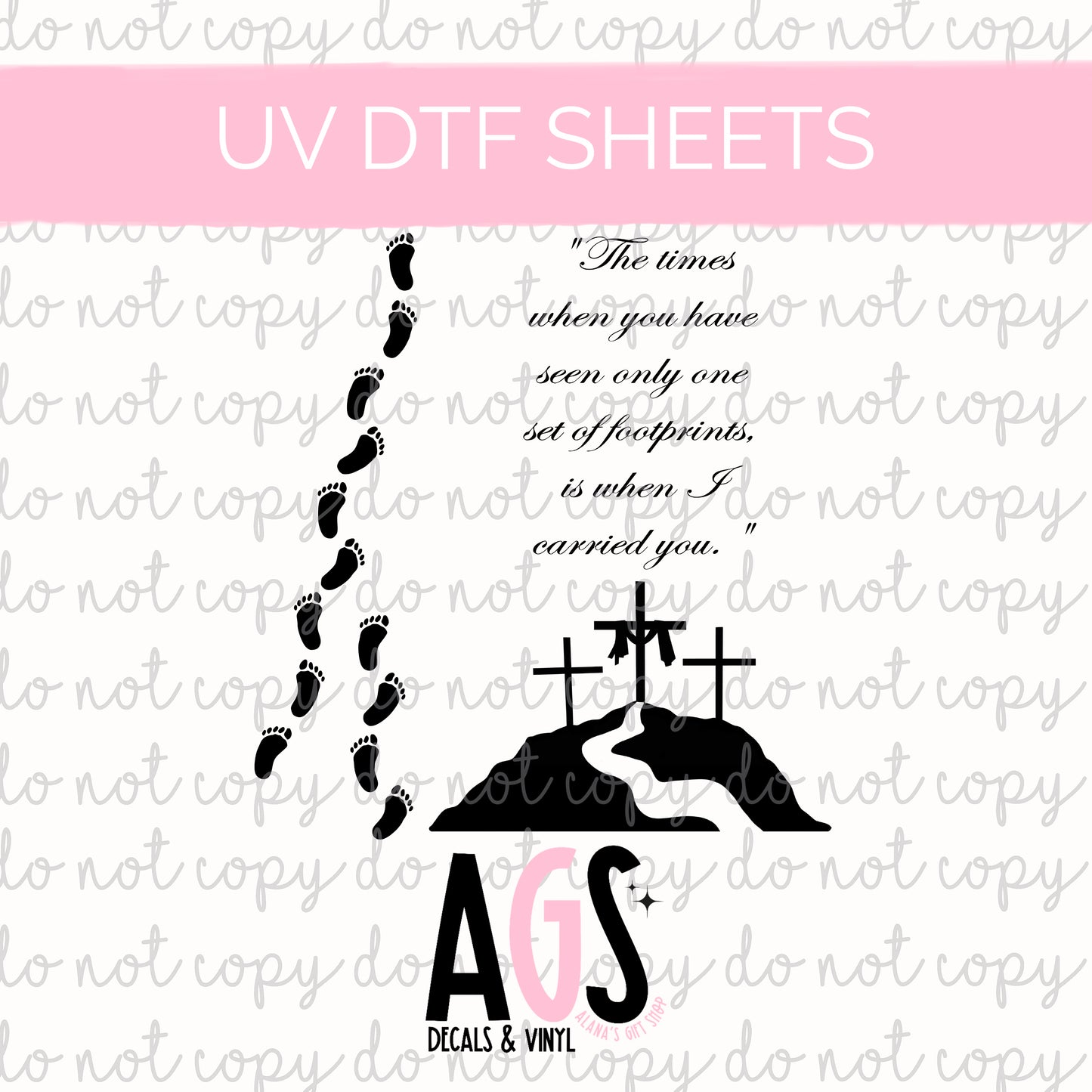 UV DTF SHEET 098 Footprints & Cross