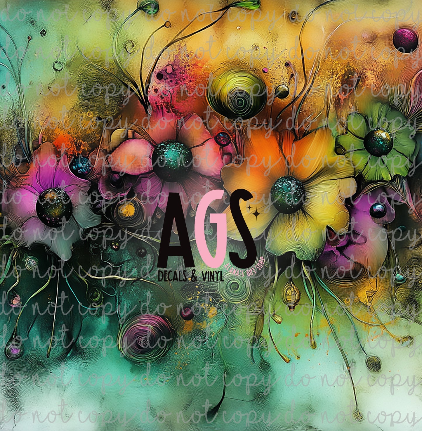 1764 Gothic Rainbow Flowers