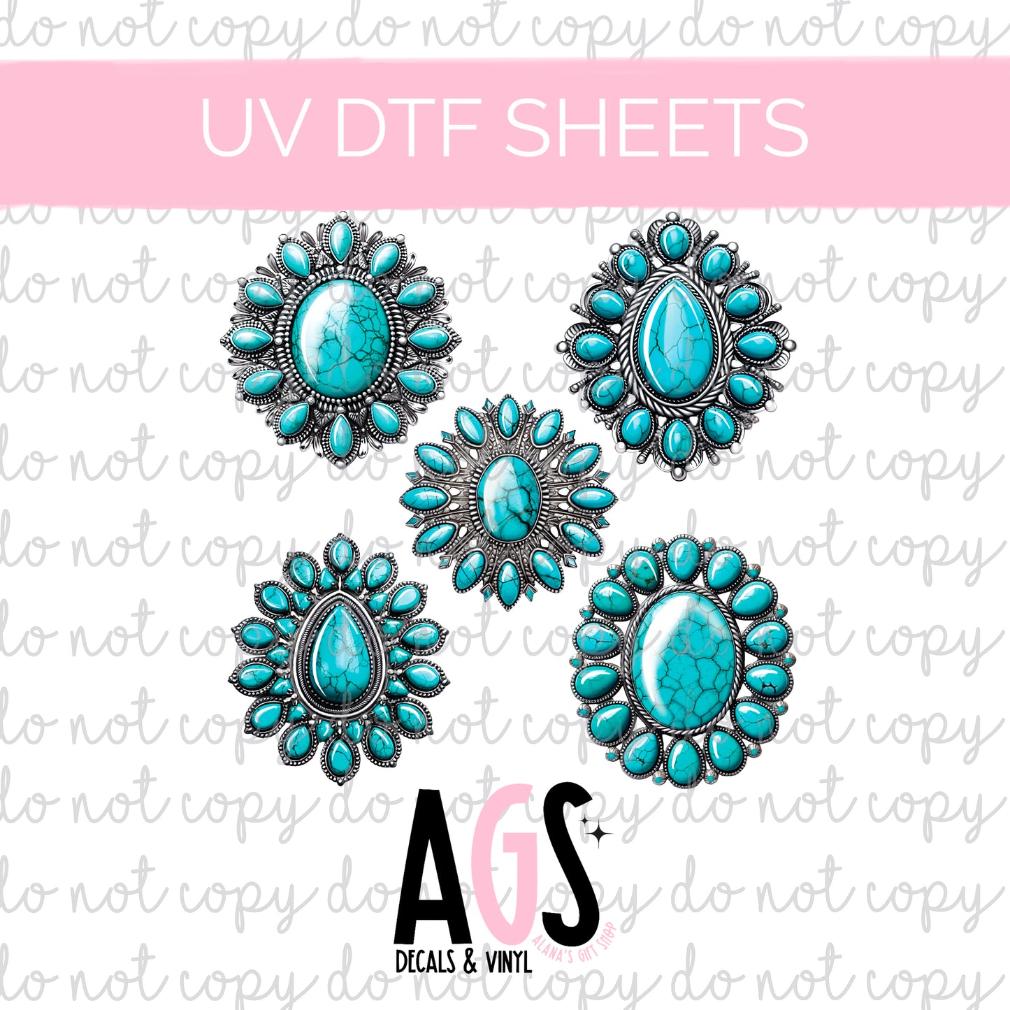 UV DTF SHEET 058 Turquoise Stones