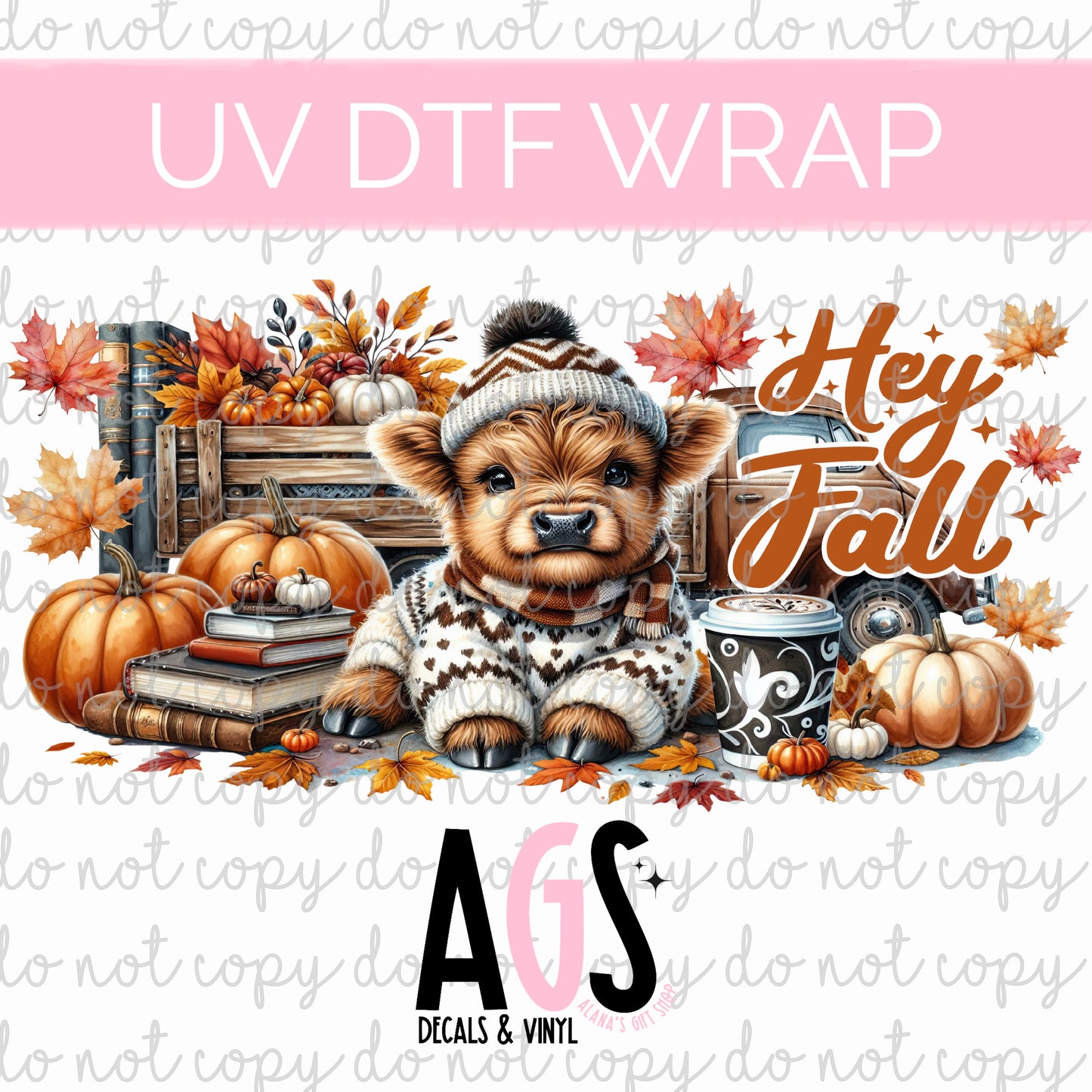 UV DTF WRAP 160 Hey Fall Baby Cow
